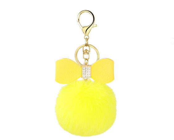 Fashion Fluffy Ball & Bow Keychain