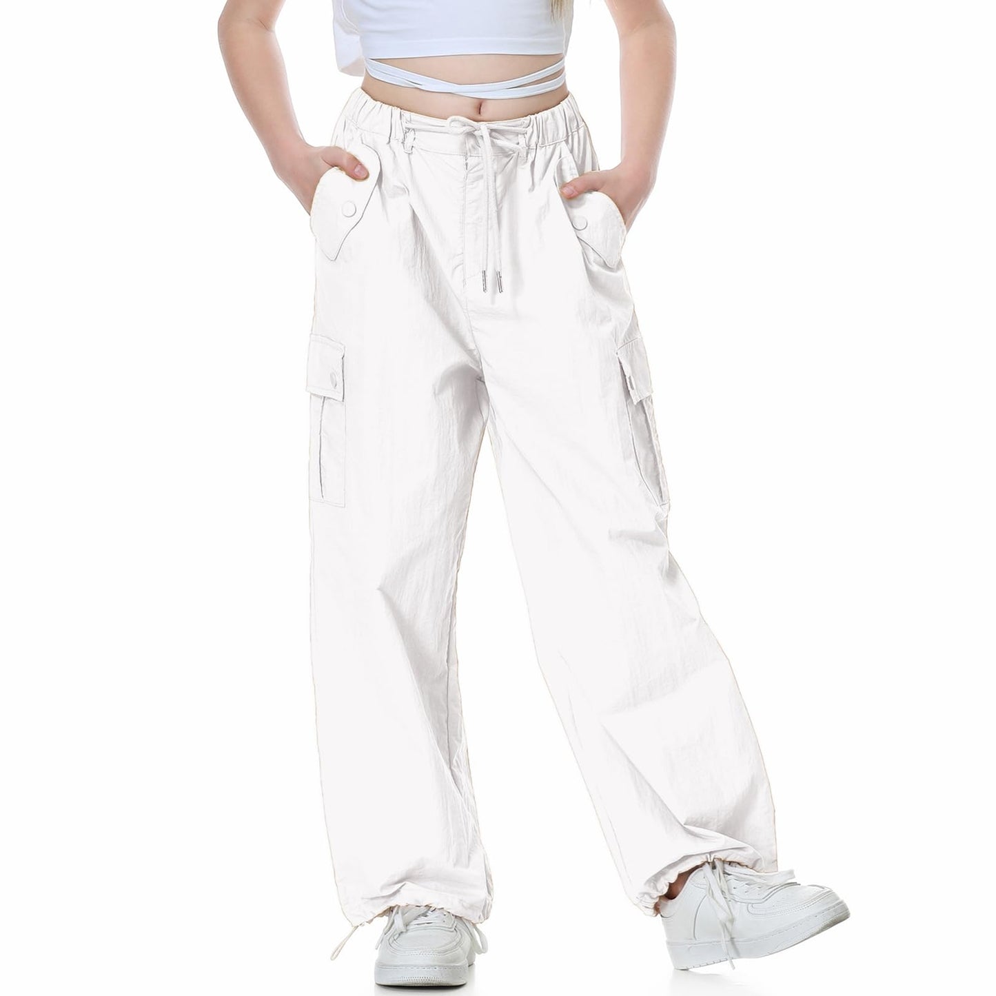 Girls Y2K Parachute Pants for Cargo Trousers with Pockets Harajuku Jogger Pants