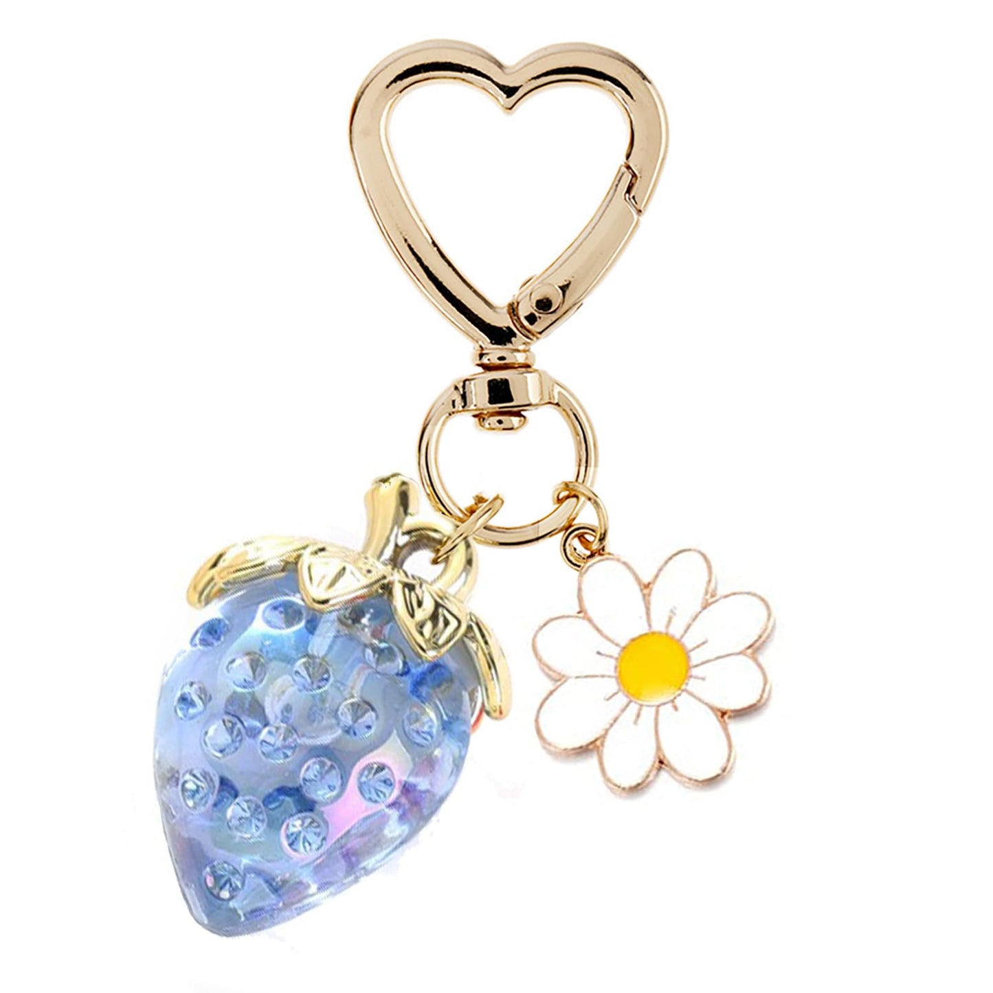 Cute Strawberry Keychain, Kawaii Heart Flower Daisy Keychain