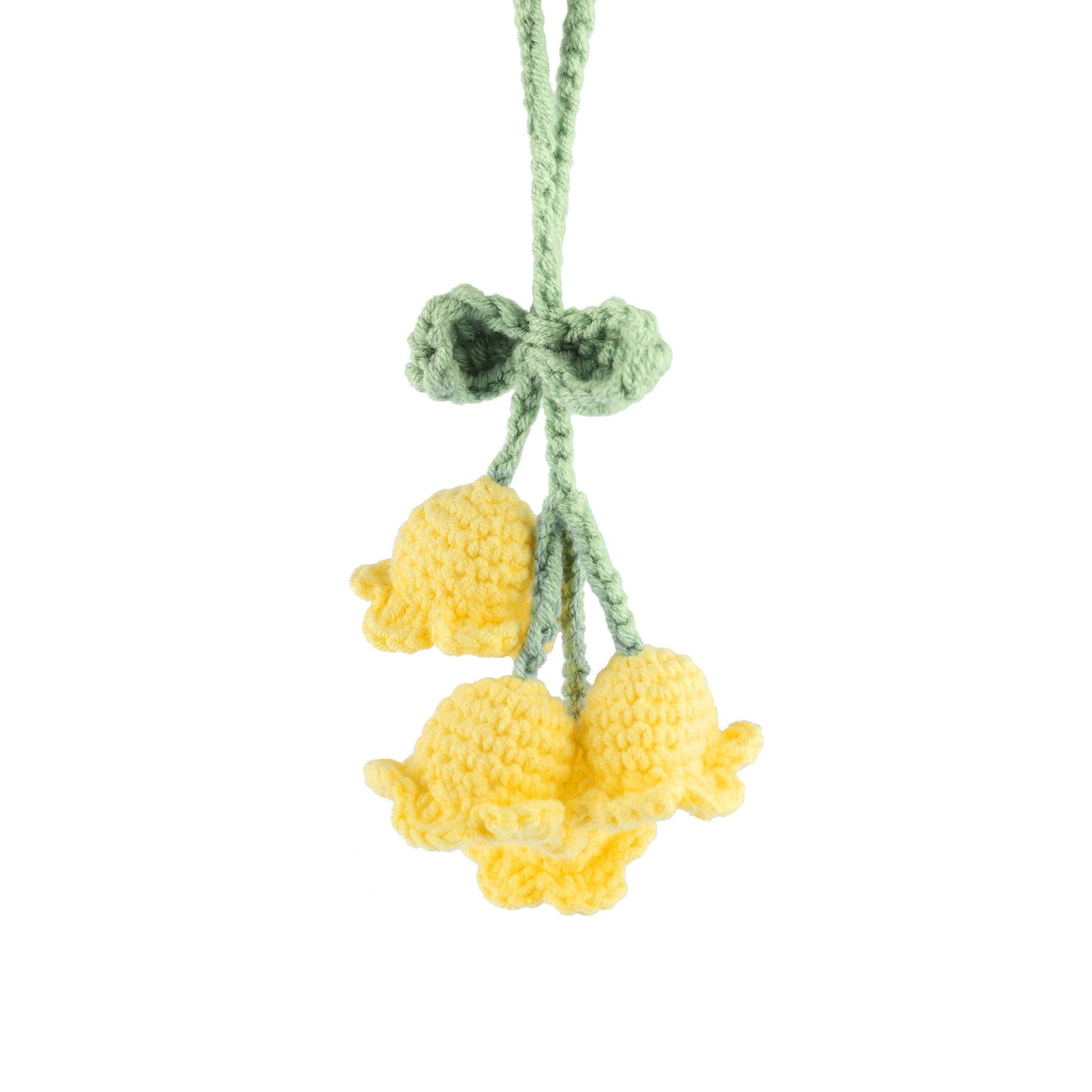 Mirror Hanging Car Accessories Cute Little Lily of The Valley, Hand Knitted Crochet Flower Decor for Mirror