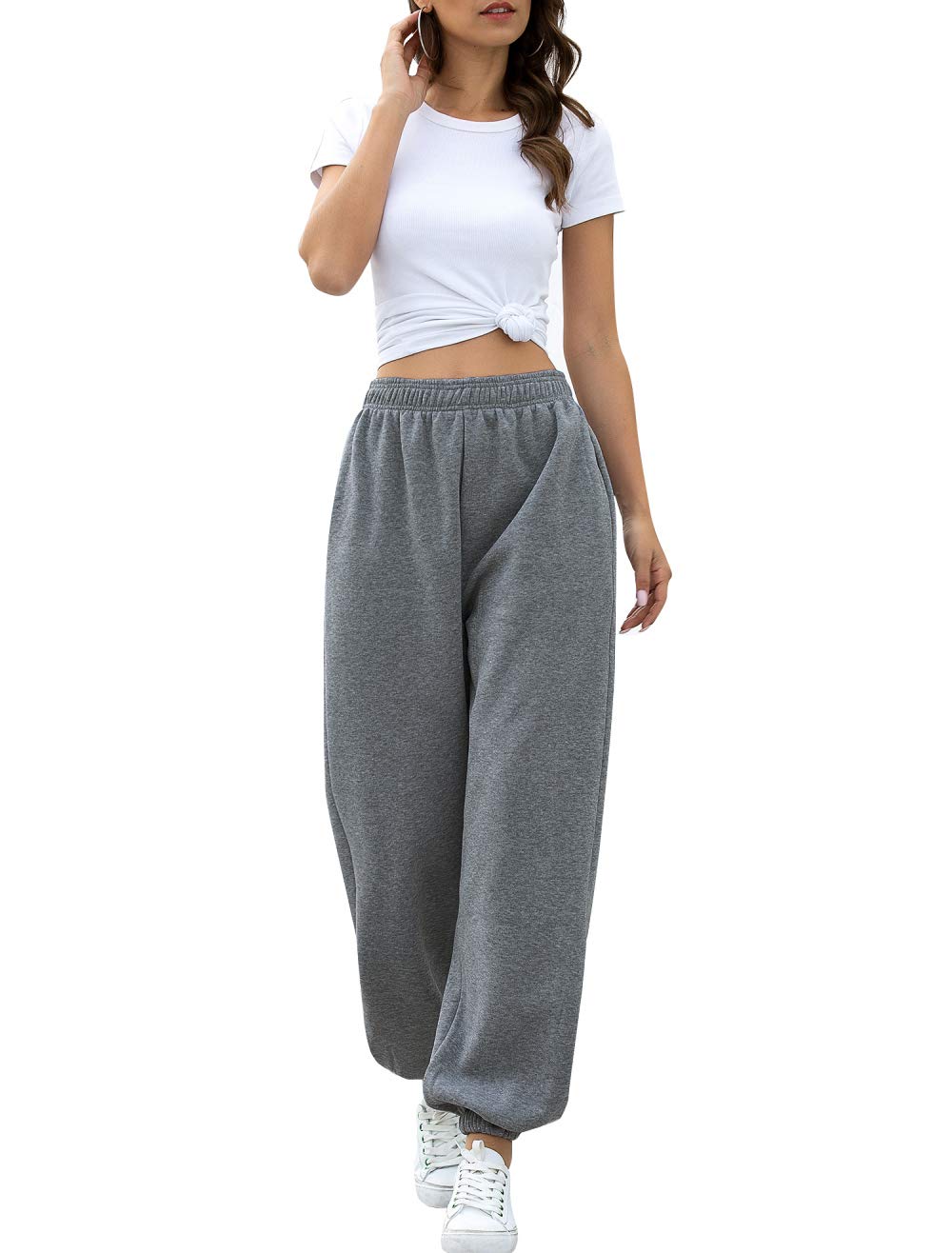 Women's High Waisted Sweatpants Workout Active Joggers Pants Baggy Lounge Bottoms