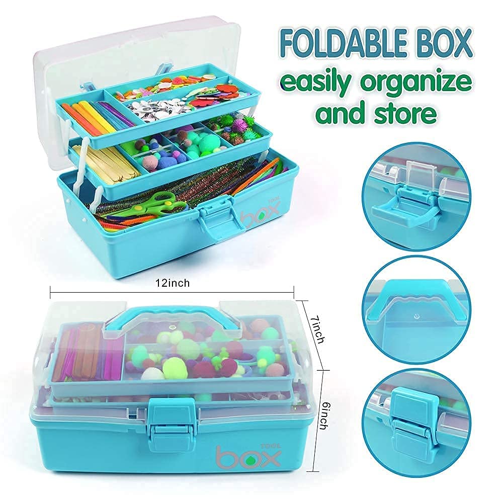 Three-Layer Multipurpose Folding Storage Box with 2 Trays, 12"