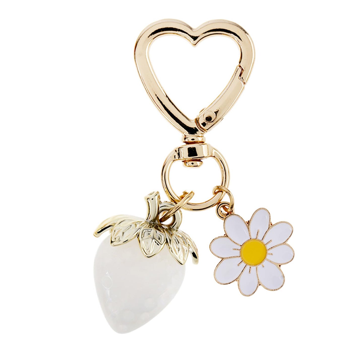 Cute Strawberry Keychain, Kawaii Heart Flower Daisy Keychain