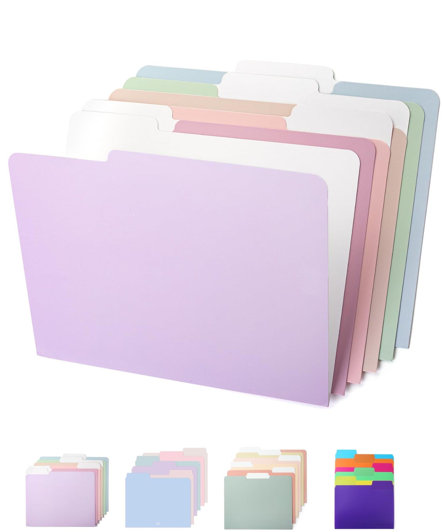 Pastel Colored Poly File Folders, 1/3 Cut Tab, 6 Pack, Letter Size, File Folders