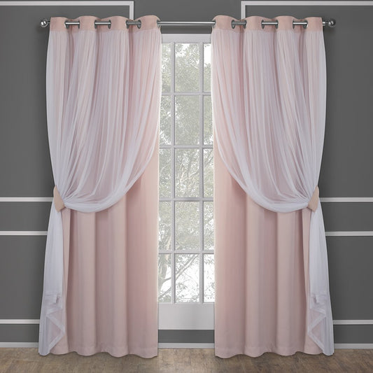 Exclusive Home Catarina Layered Solid Room Darkening Blackout and Sheer Grommet Curtain Panel