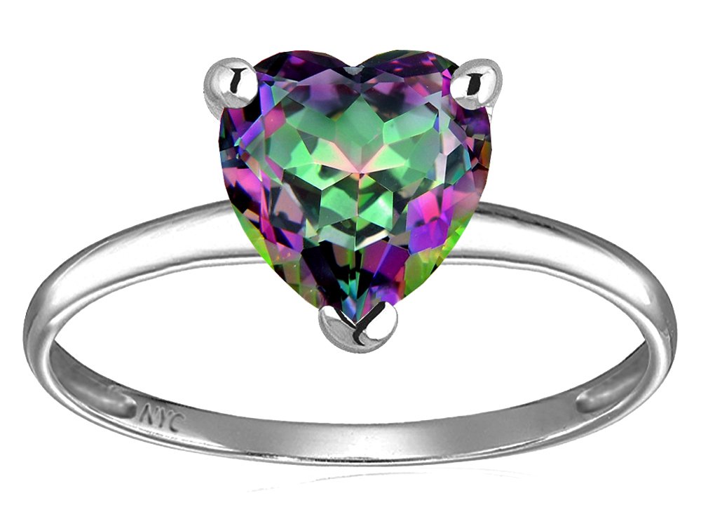 Solid 14k White Gold Heart Shape Ring