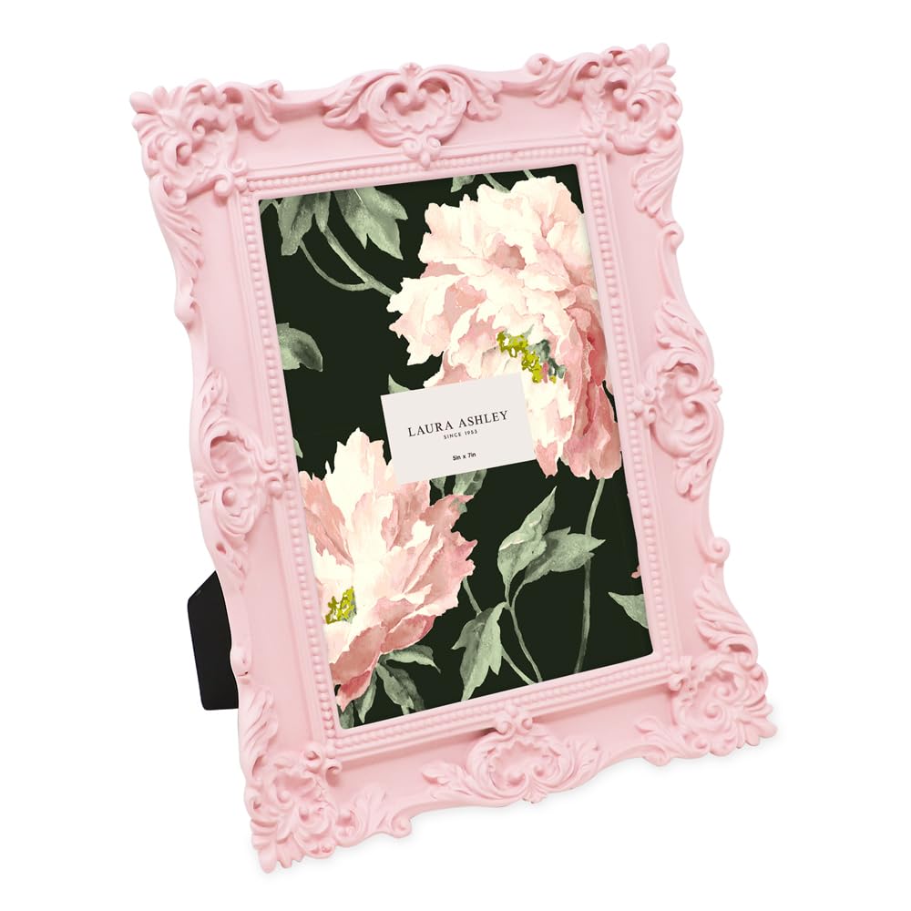 Laura Ashley 2x3 Ornate Resin Picture Frame – Handcrafted Floral Design with Easel for Tabletop and Wall Display