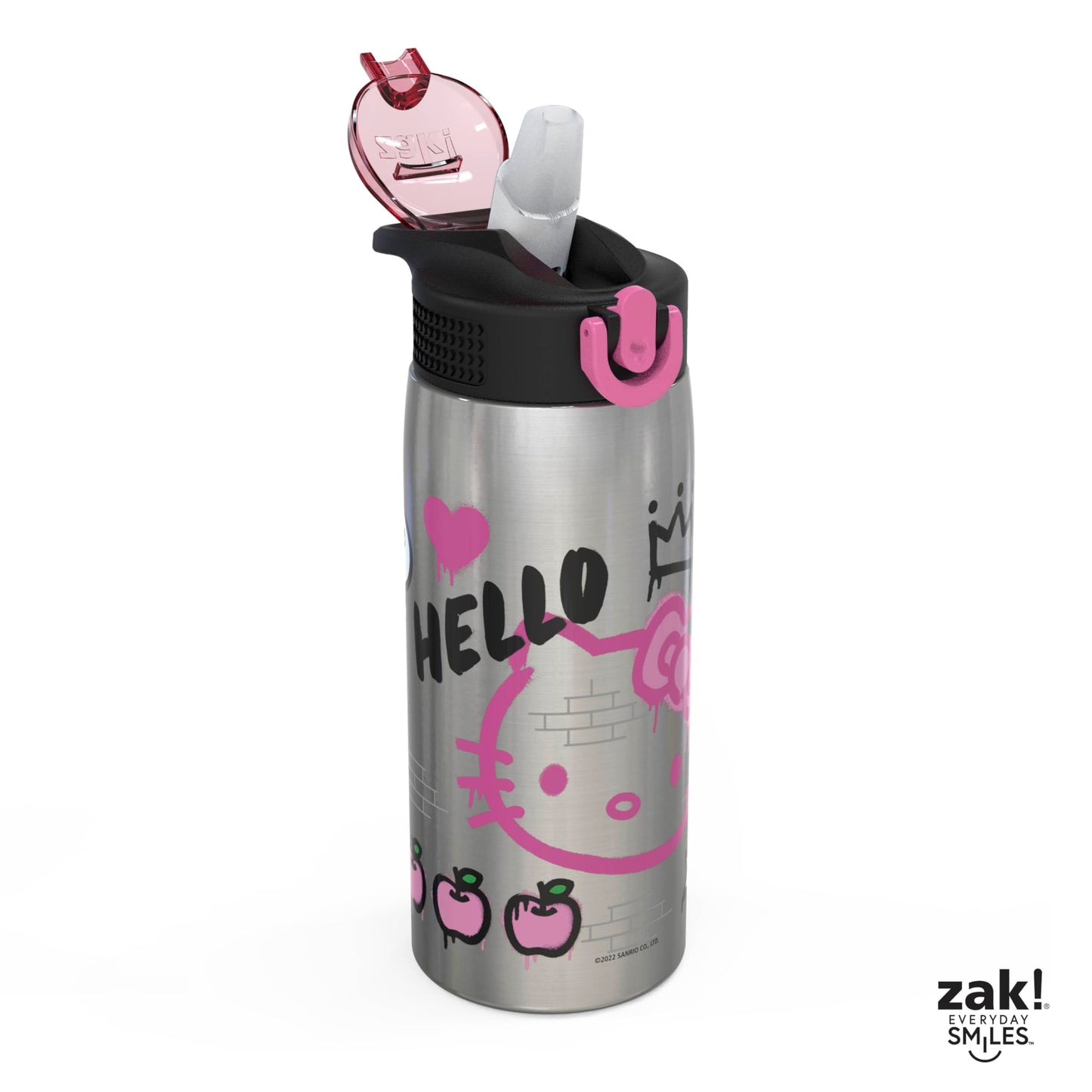 Sanrio Water Bottle, 19 oz Vacuum Insulated Stainless Steel with Locking Spout Cover, Built-In Carrying Loop, Leak-Proof Design