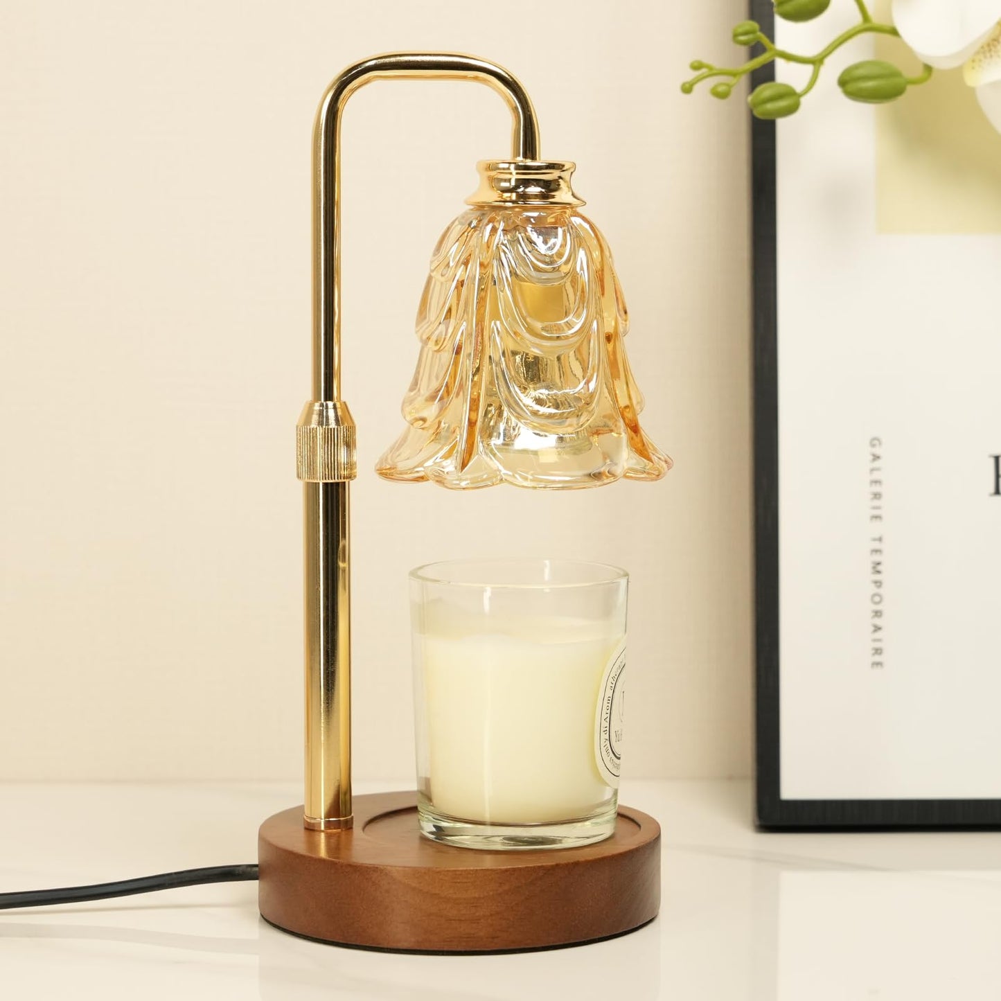 Dimmable Flower Candle Warmer Lamp with Timer & 4Bulbs