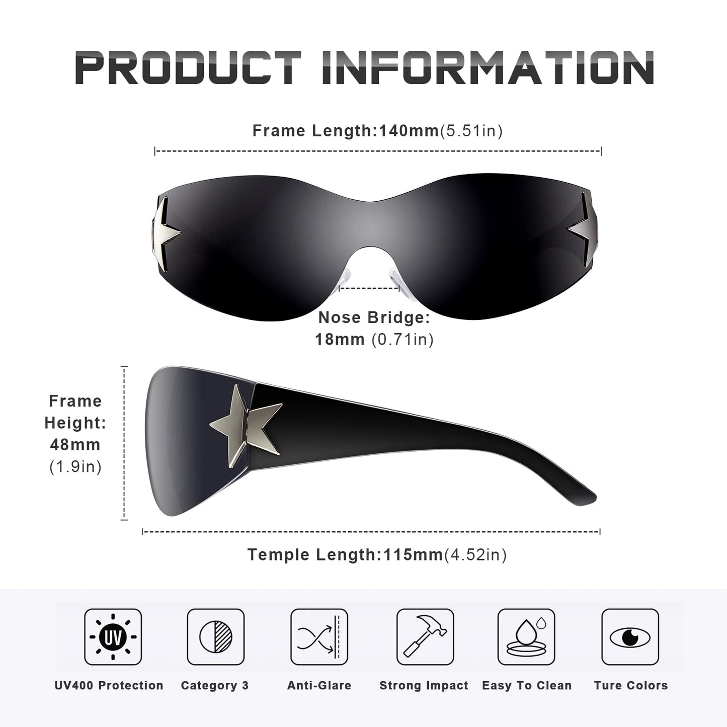 Y2k Sunglasses - Trendy Oversized Frameless Sun Glasses