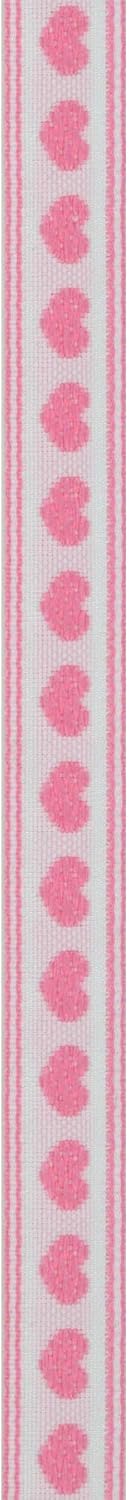 Wide Heart Pattern Ribbon for Crafts and Decoration, 9-Foot 1/2", Pink