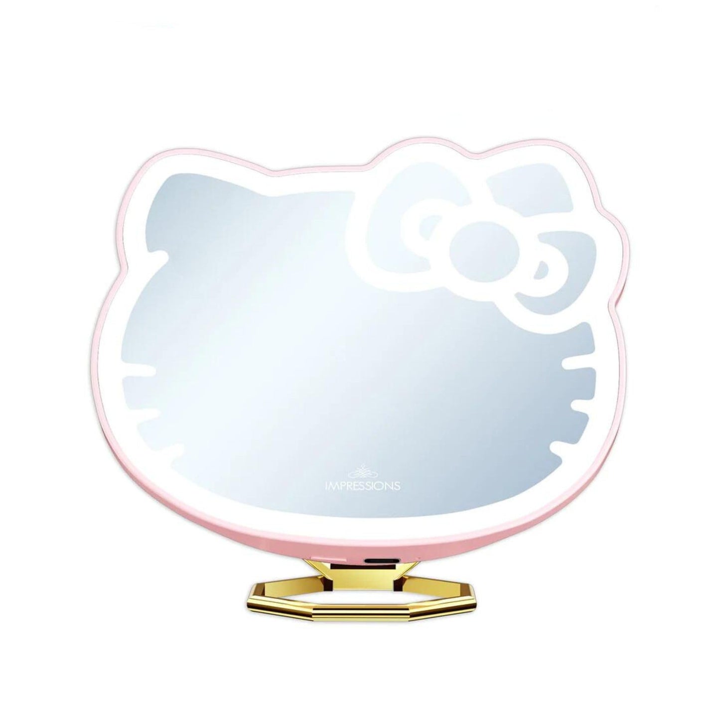 Vanity Hello Kitty 3X Magnifying Pocket Mirror with Stand, Adjustable Brightness Daylight LED Lighted Compact Makeup Mirror