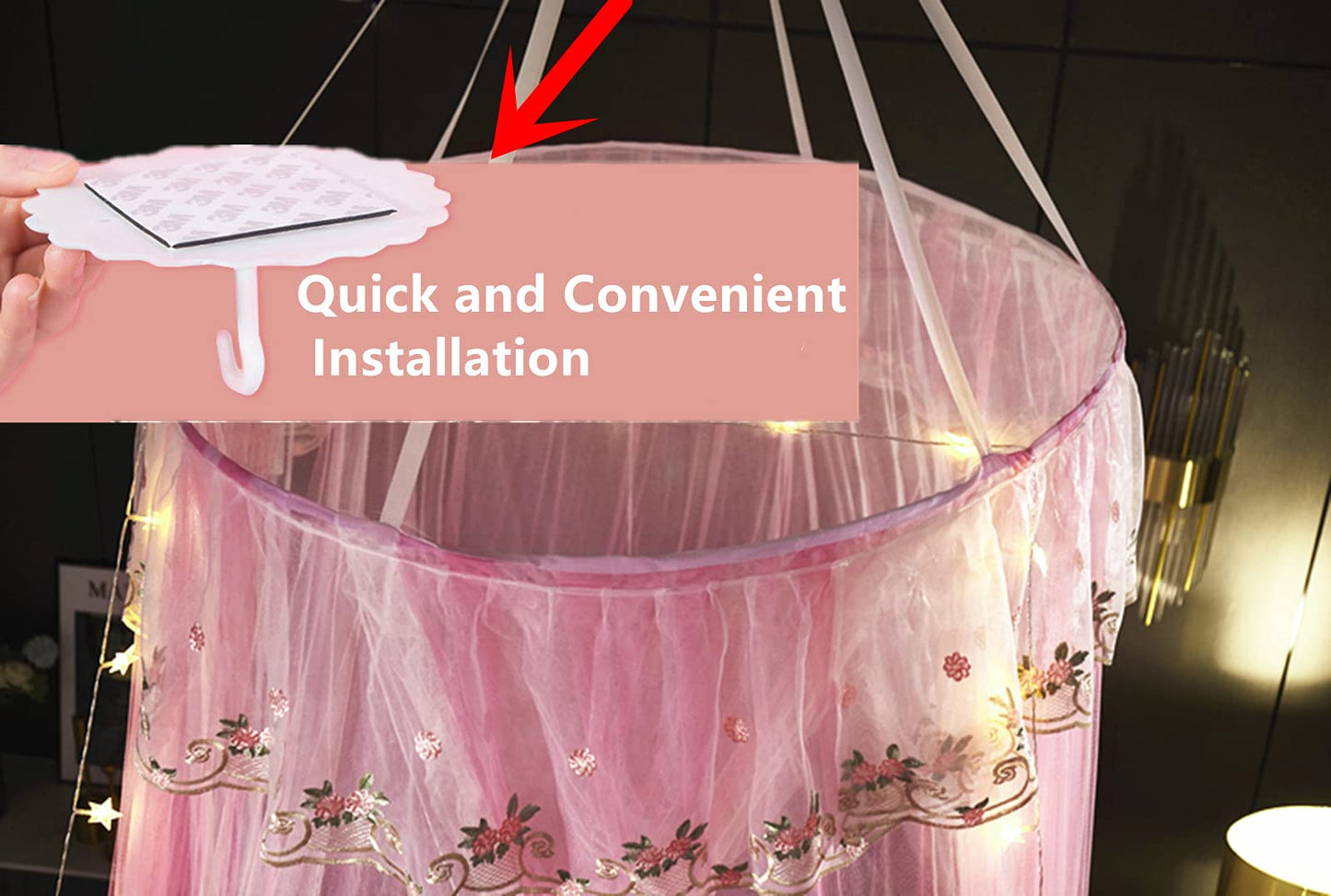 Princess Bed Canopy Bed Canopy Curtain- Double Layer Sheer Mesh Dome Bed Curtain