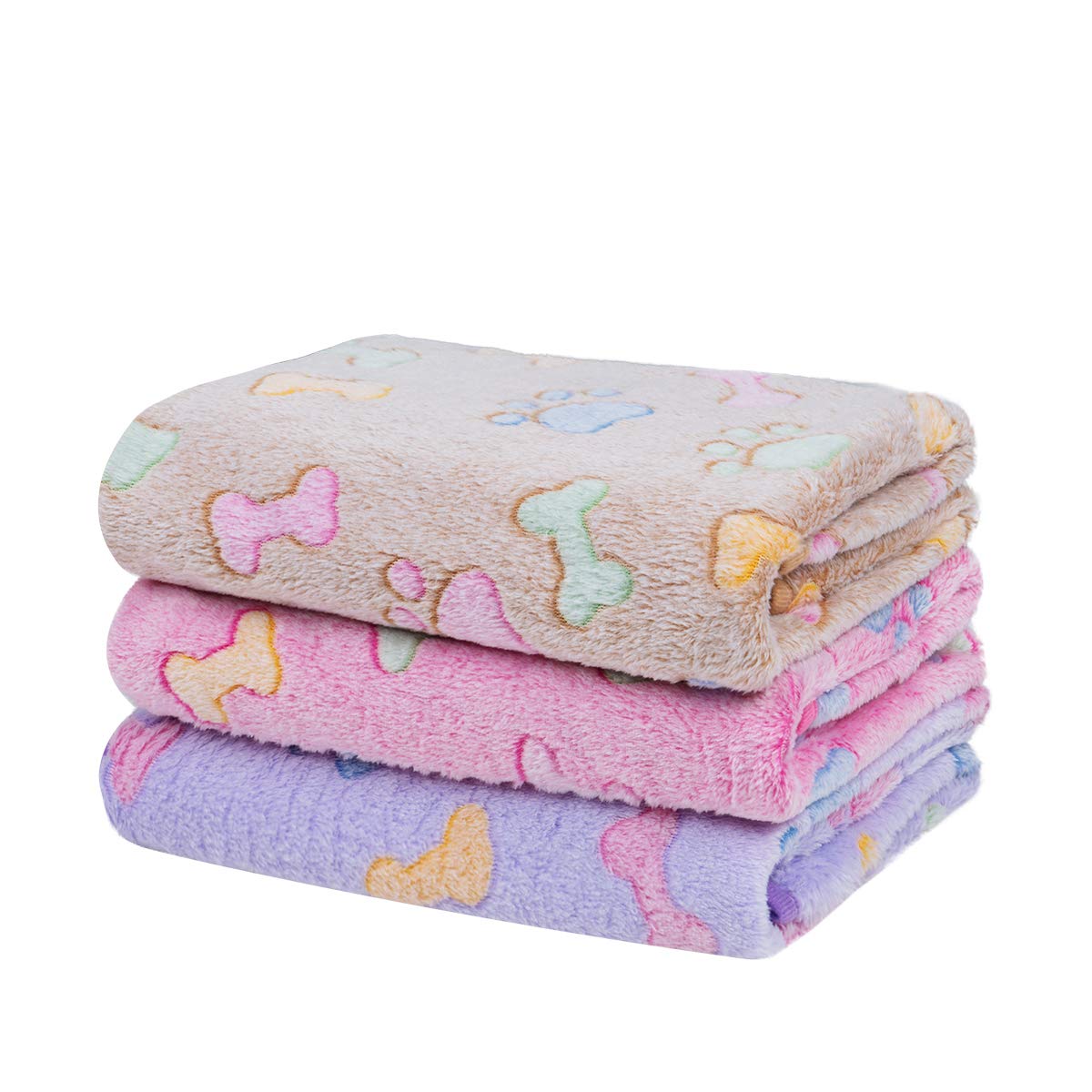 Soft Fluffy Fleece Blanket for Small, Medium and Large Dogs - Paw Print Pink Pet Blanket