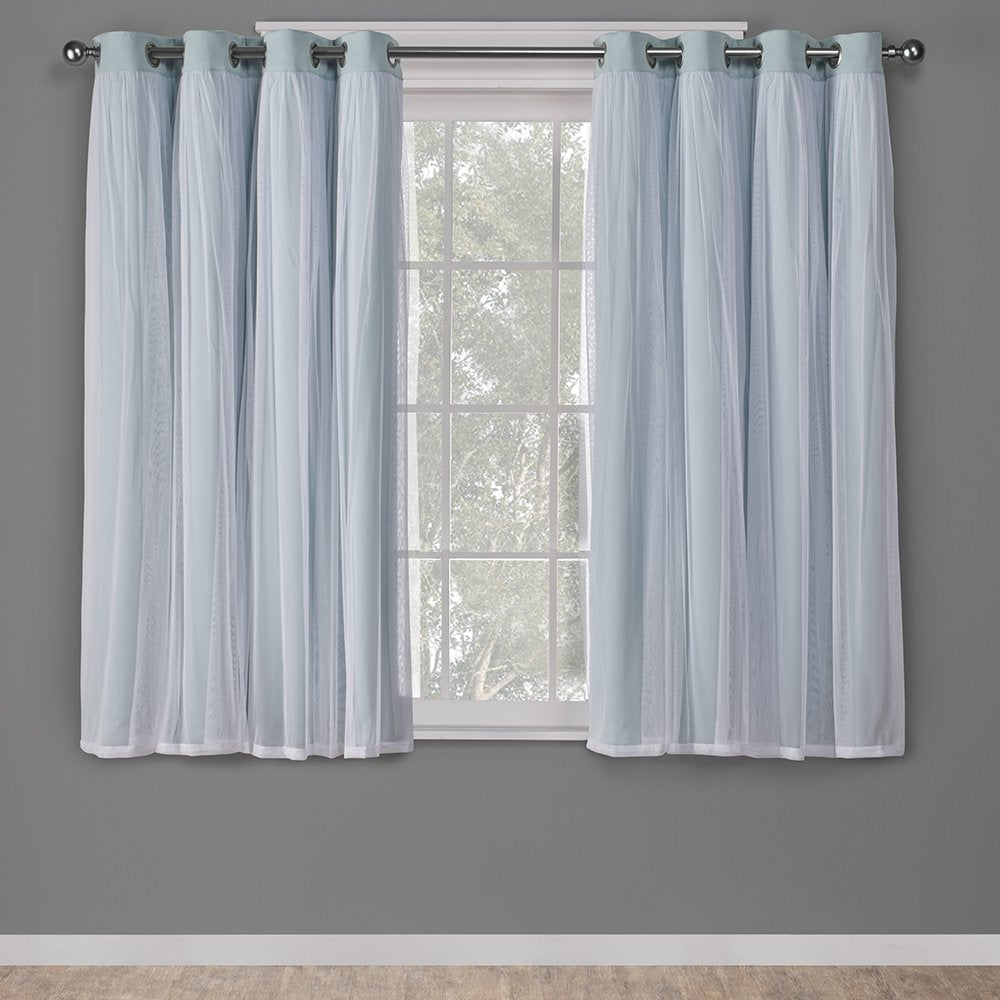 Exclusive Home Catarina Layered Solid Room Darkening Blackout and Sheer Grommet Curtain Panel