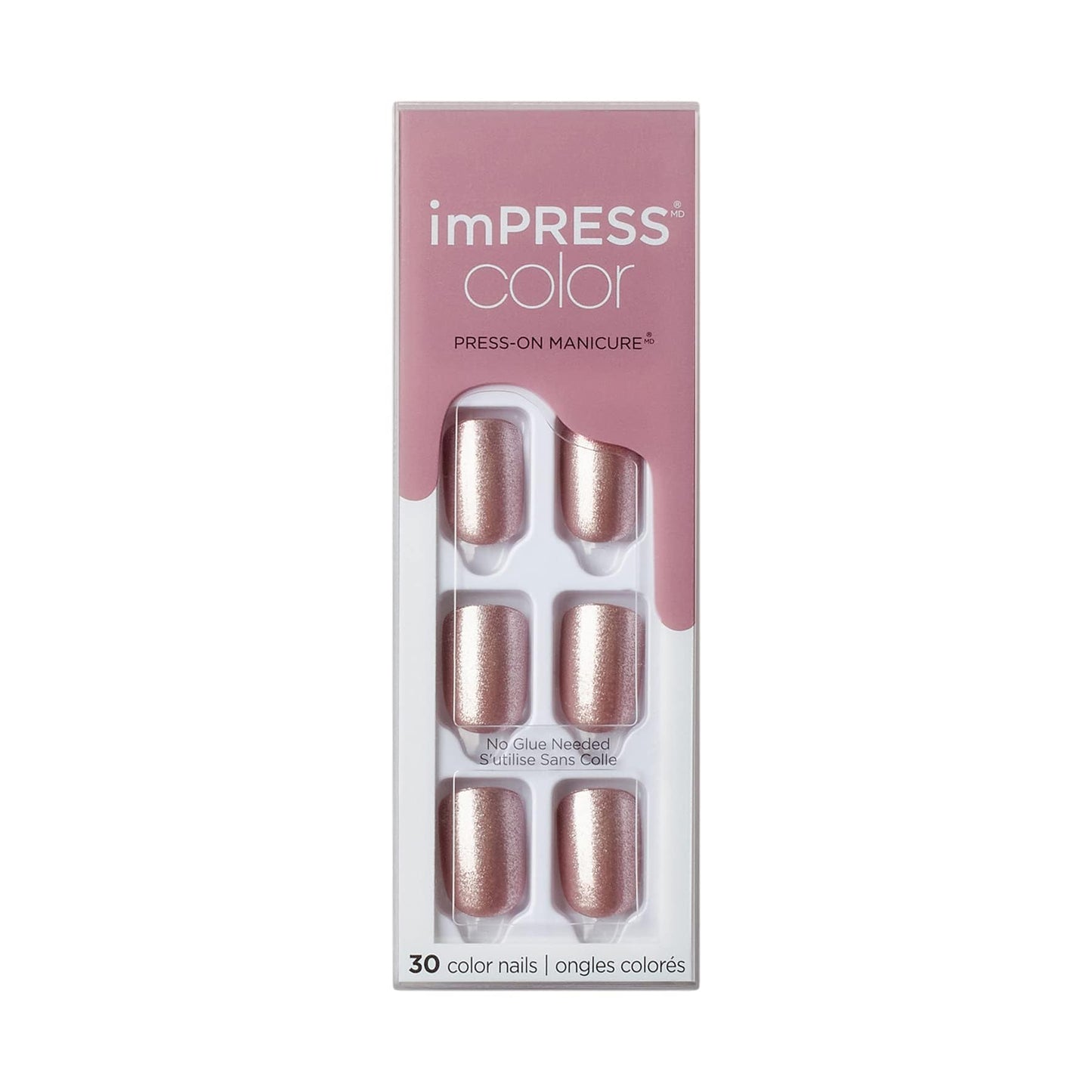 KISS imPRESS No Glue Mani Press On Nails, Short Size Squoval Shape, Includes 30 Nails