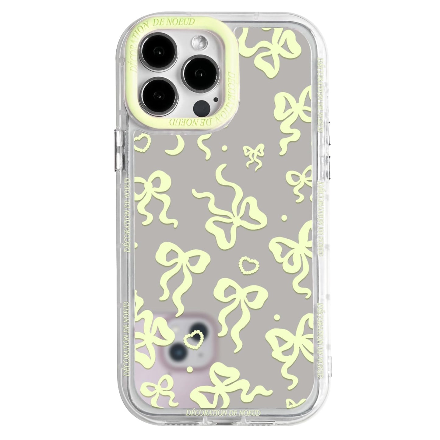 Cute Mirror Bow Love Heart Pattern -  Shockproof Silver Protective Phone Cover