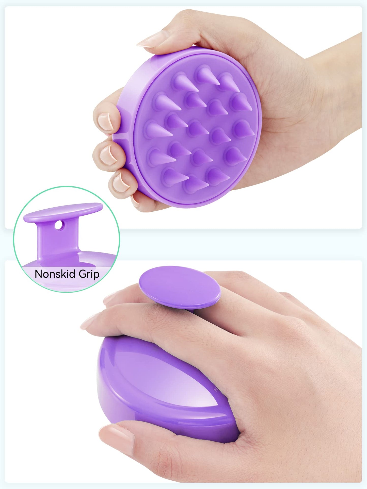 Shampoo Scalp Brush Massager - Scalp Scrubber with Soft Silicone Bristles for Hair Growth & Dandruff Removal