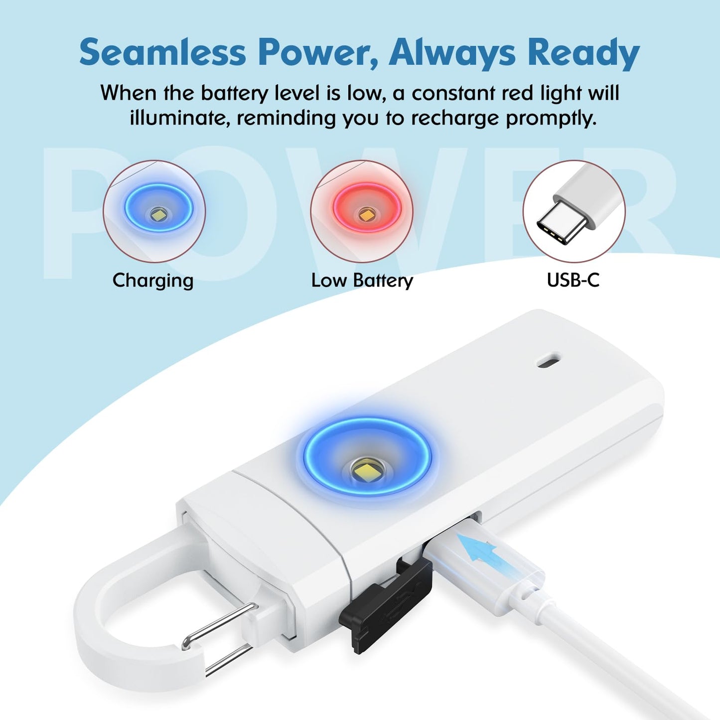 Rechargeable Personal Alarm for Women, USB Charging