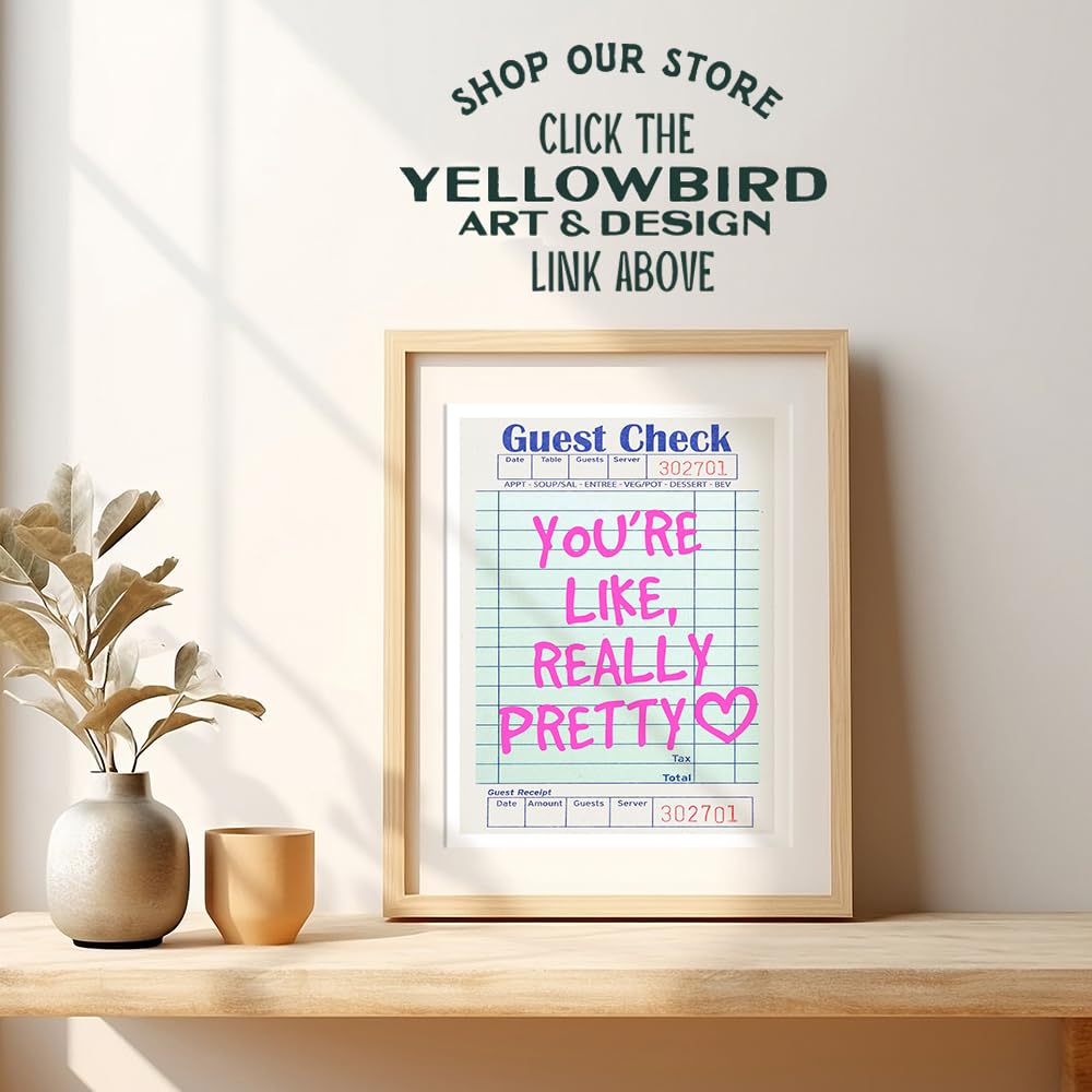 Funky Wall Art for Women - positive Quotes Wall Decor - inspiring Teen Bedroom Decor - Cute 70s 80s Preppy Room Decoration - You're Like Really Pretty Pop art - Tween Girls Motivational poster