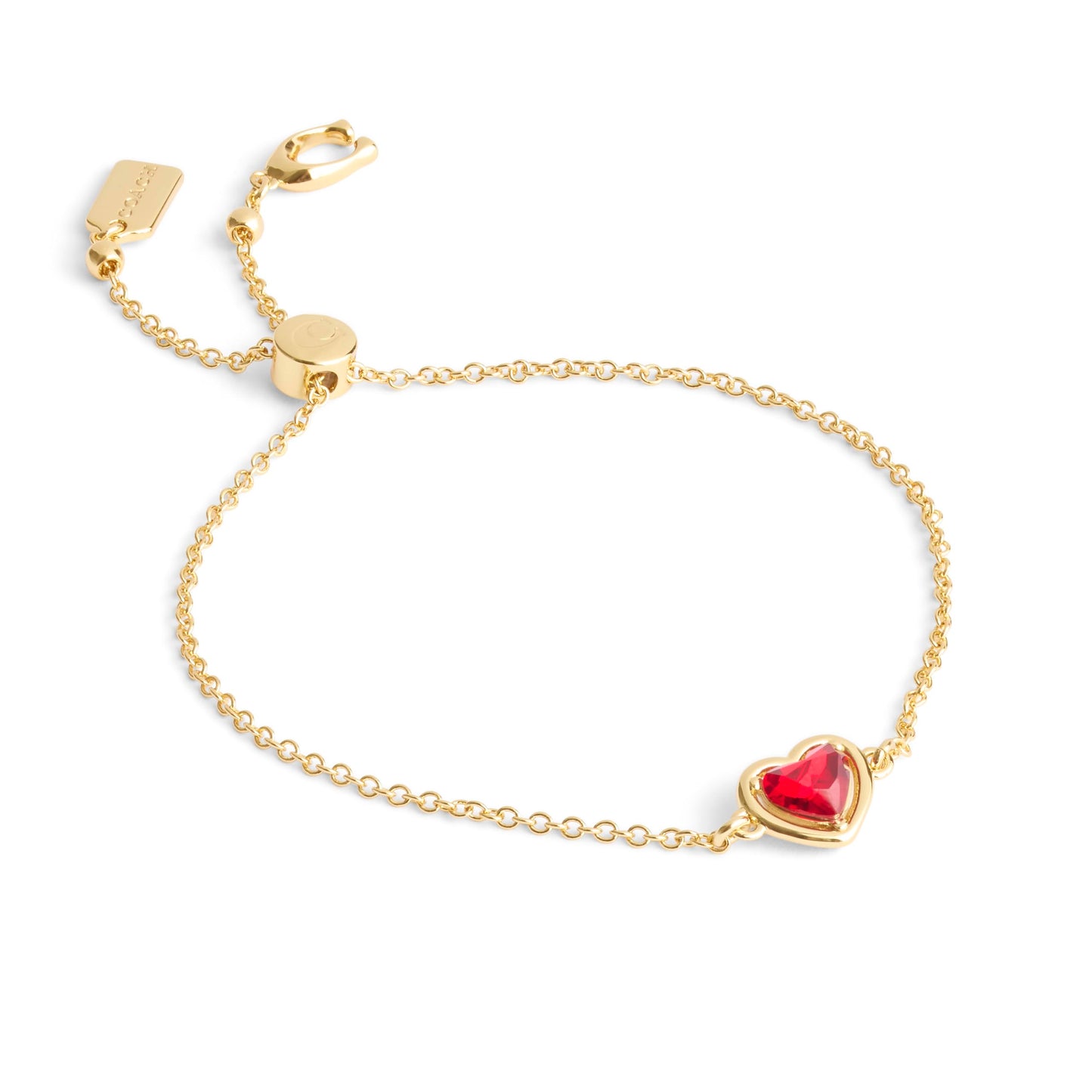 Coach Women's Halo Stone Heart Slider Bracelet