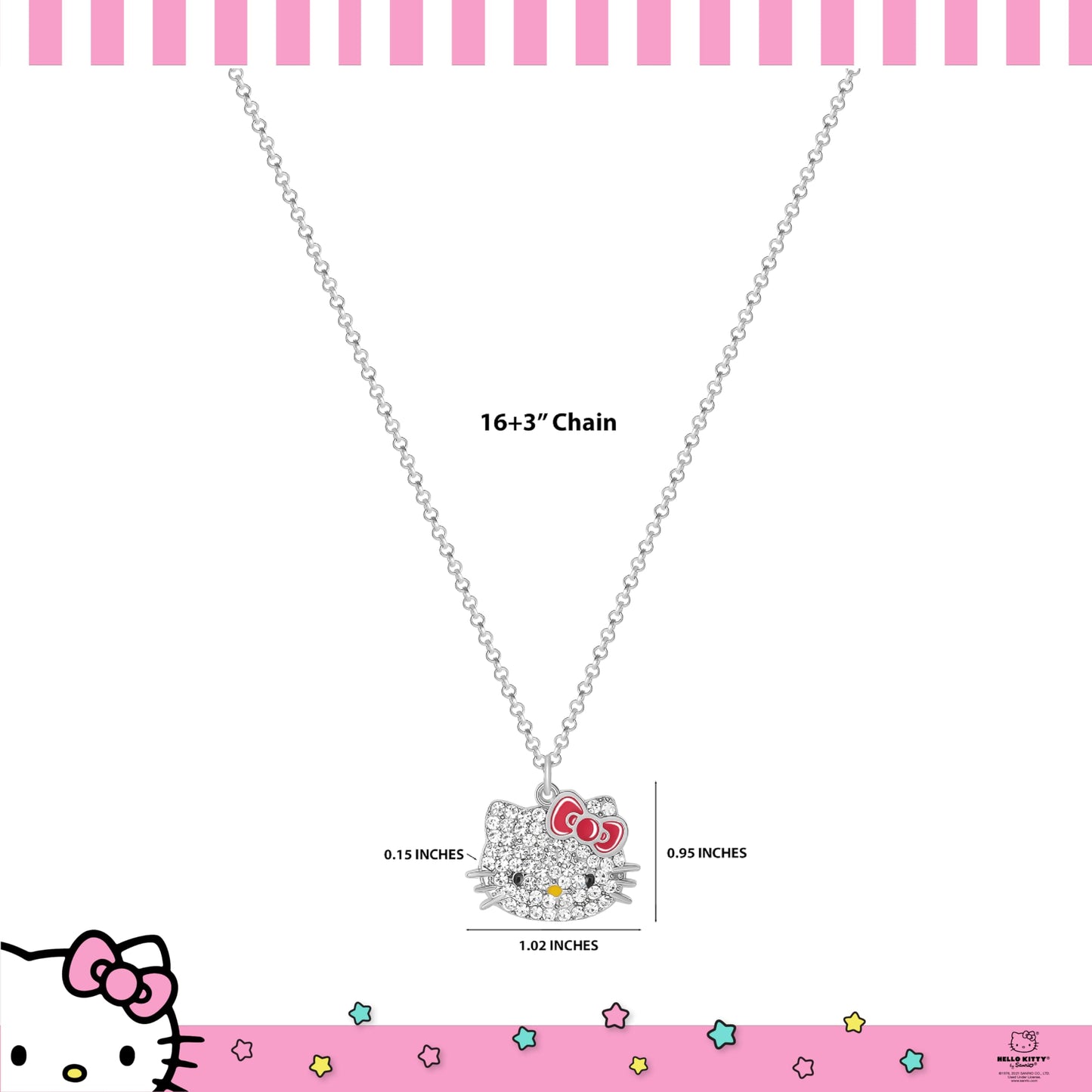 Hello Kitty Sanrio Pave Pendant Necklace