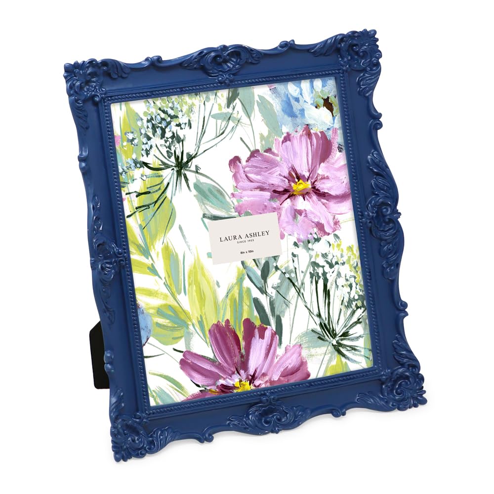 Laura Ashley 2x3 Ornate Resin Picture Frame – Handcrafted Floral Design with Easel for Tabletop and Wall Display