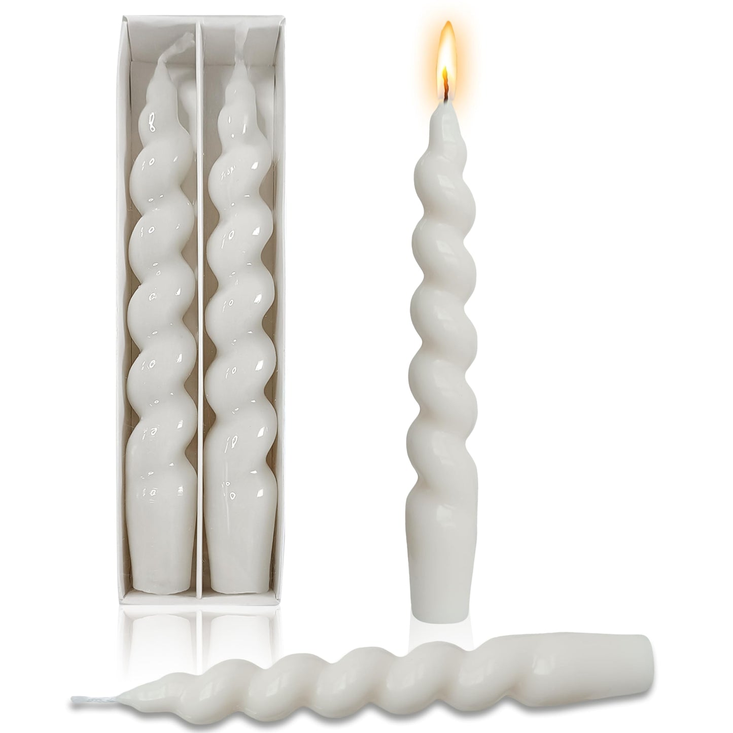 Spiral Taper Candles – Handmade & Unscented (Set of 2) 7.5"