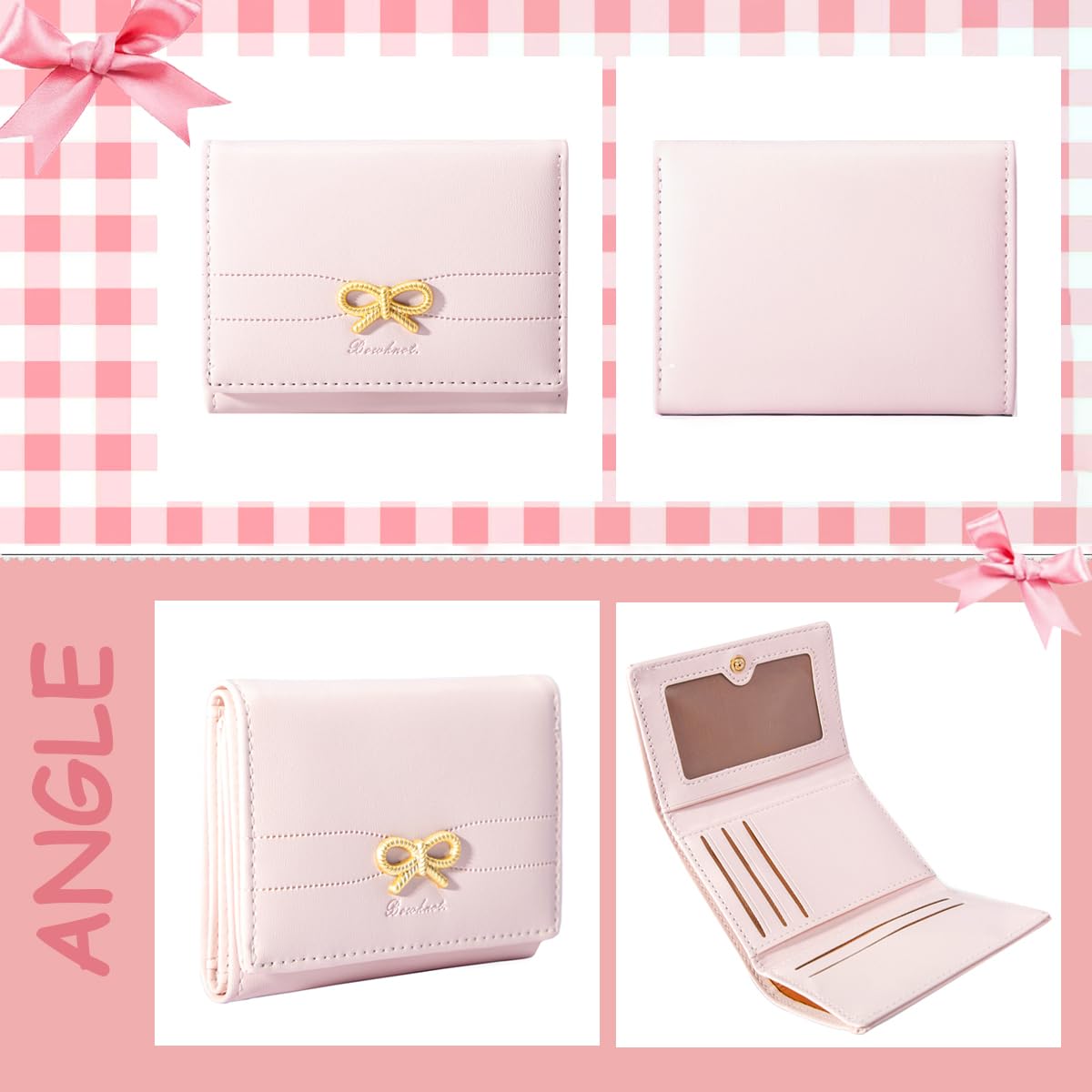 Sunwel Fashion Girls' Coquette Bow Small Wallet – Cute Aesthetic Card Holder with ID Window