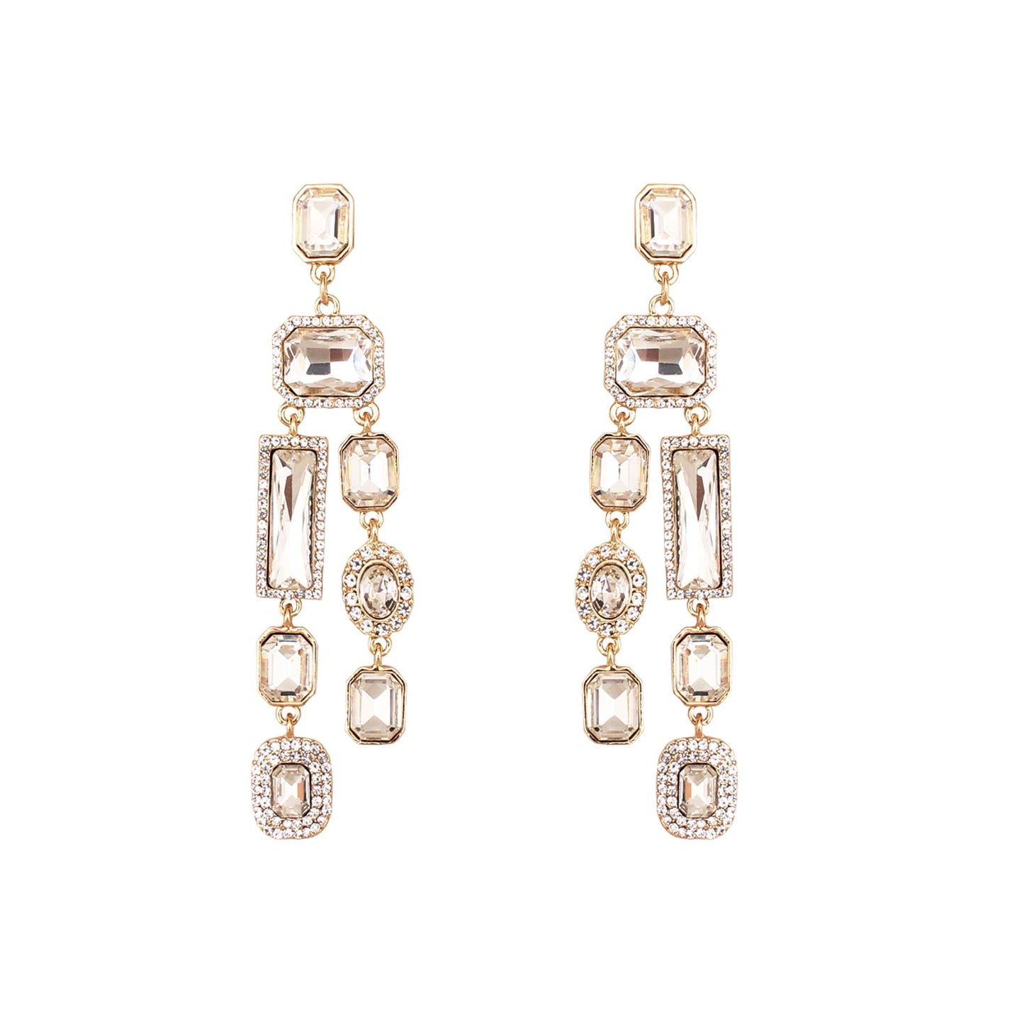 Vintage Rectangle Teardrop Chandelier Earrings