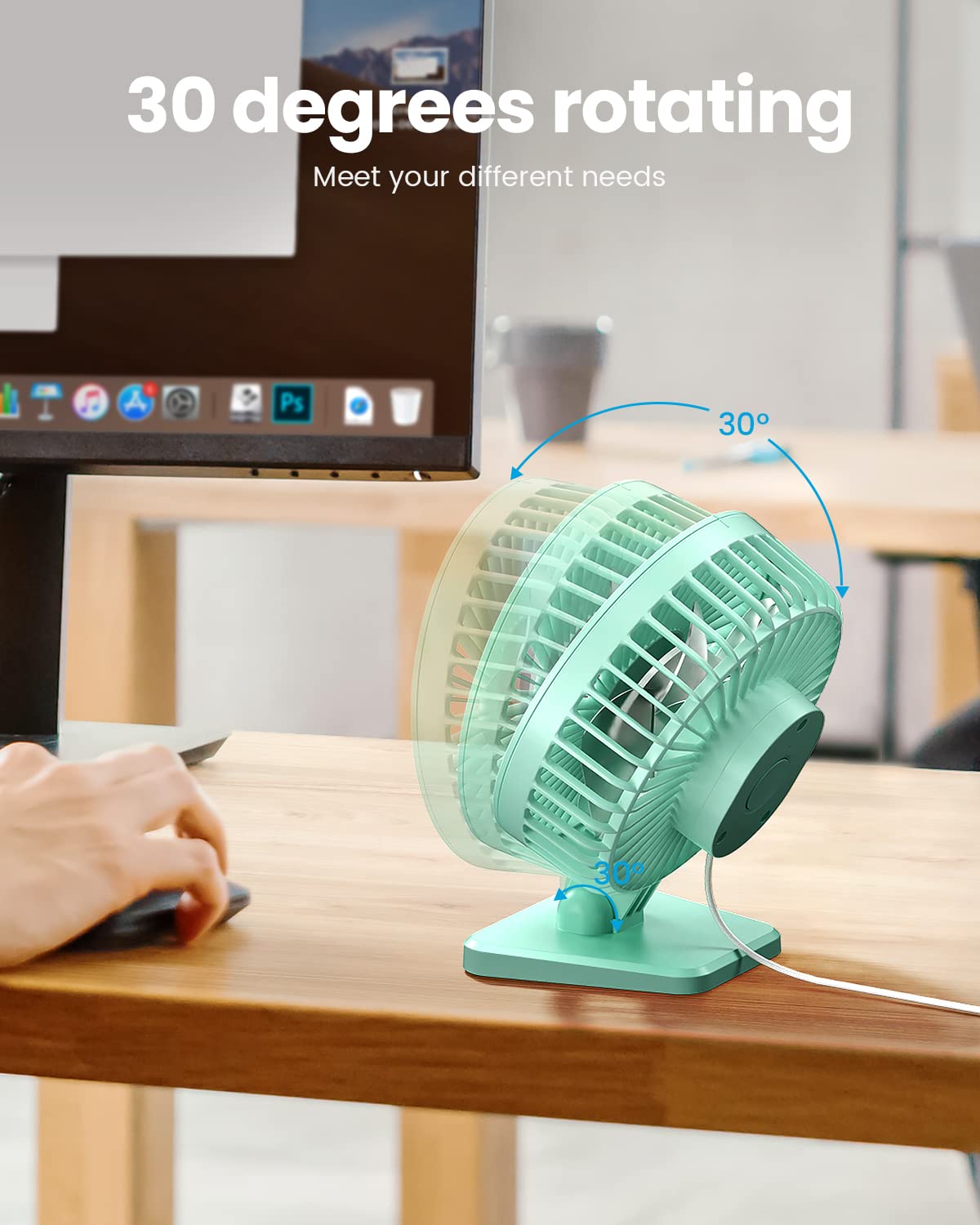 SmallPersonal Portable Quiet 3 Speeds, USB Desk Fan - Adjustment Mini Table Desktop