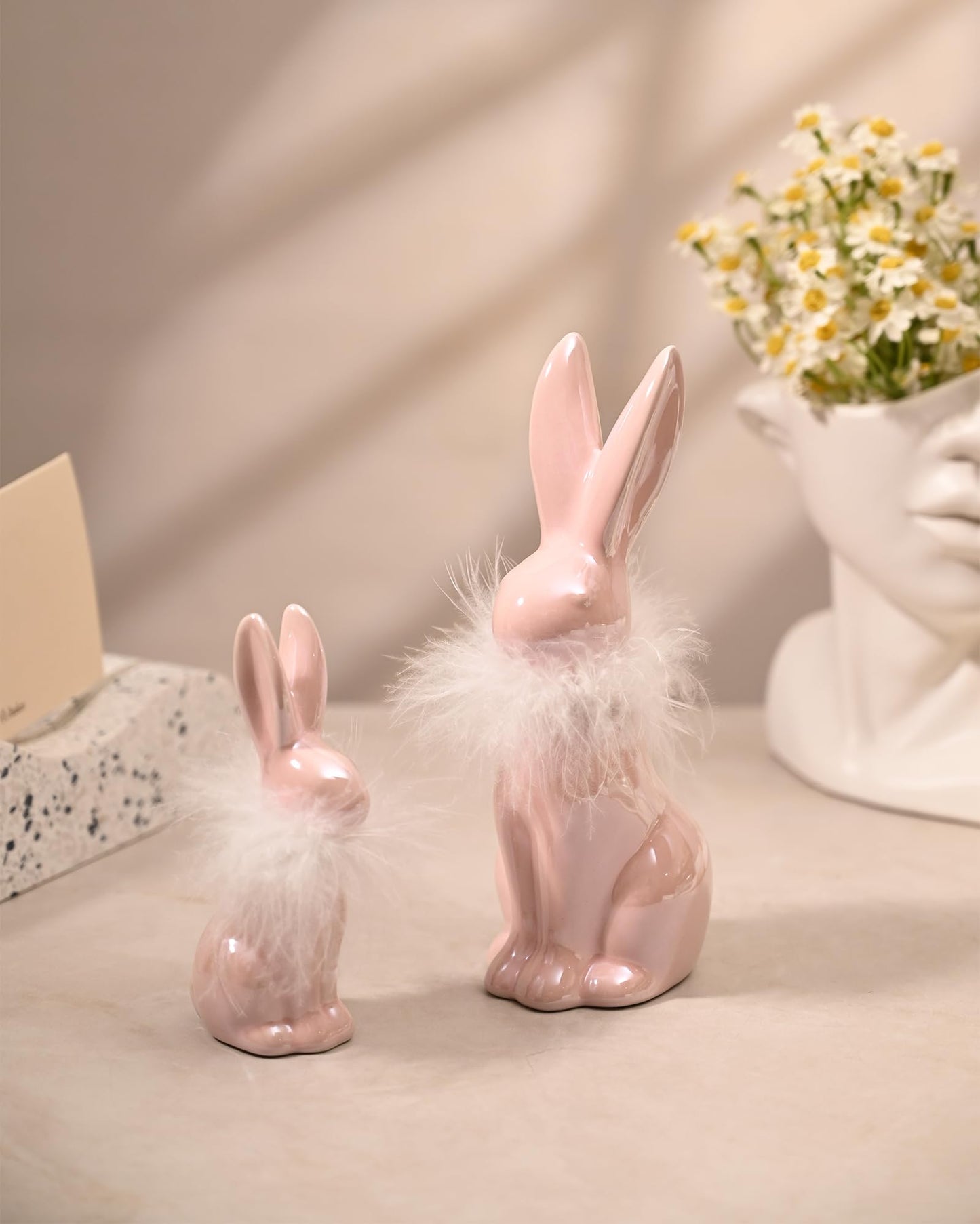 Easter Bunny Figurine Decoration, Ceramic Rabbit Statues, Aesthetic Decor Home Decor