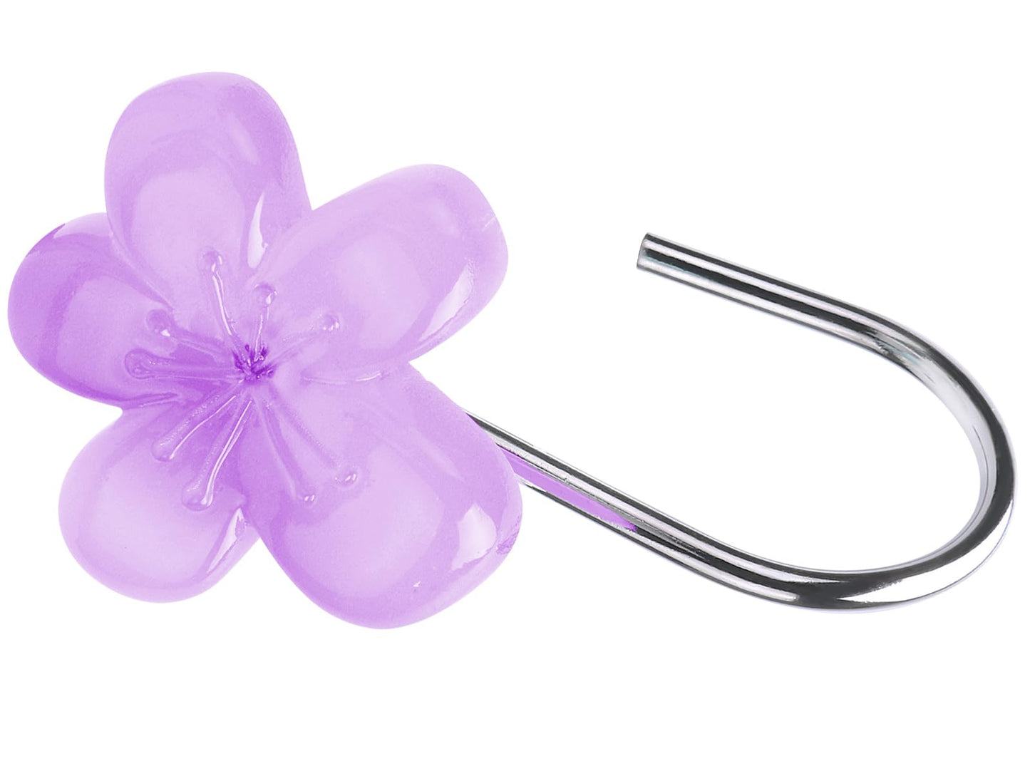 Pretty Floral Themed Cute Flower Shower Curtain Hooks - Glow in The Dark Elegant Bathroom Decor