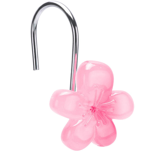 Pretty Floral Themed Cute Flower Shower Curtain Hooks - Glow in The Dark Elegant Bathroom Decor