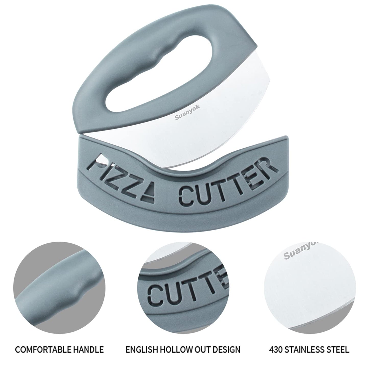 Premium Pizza Cutter Food Chopper-Super Sharp Blade Stainless Steel Pizza Cutter with Protective Sheath Multi Function Pizza Knife