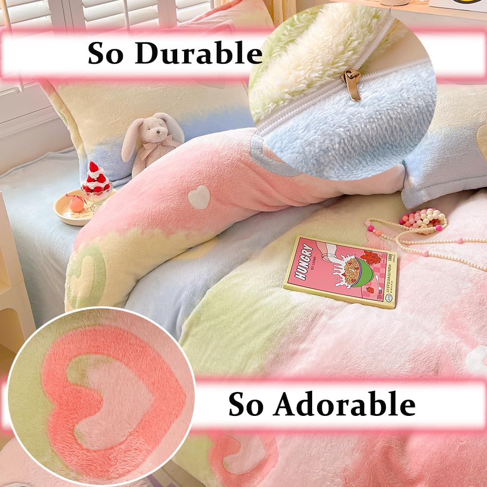 Kawaii Twin Duvet Cover Set – Soft Reversible Bedding with Fluffy Comforter Cover