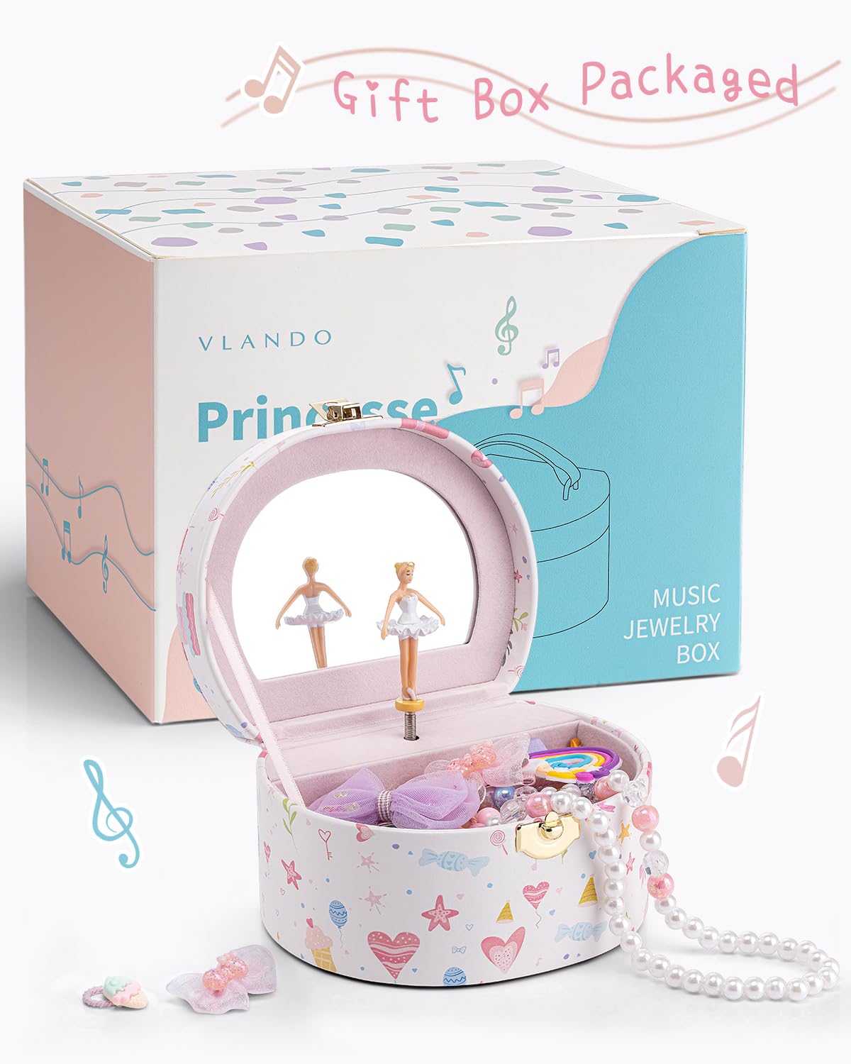 Small Musical Jewelry Box for Girls with Ballerina