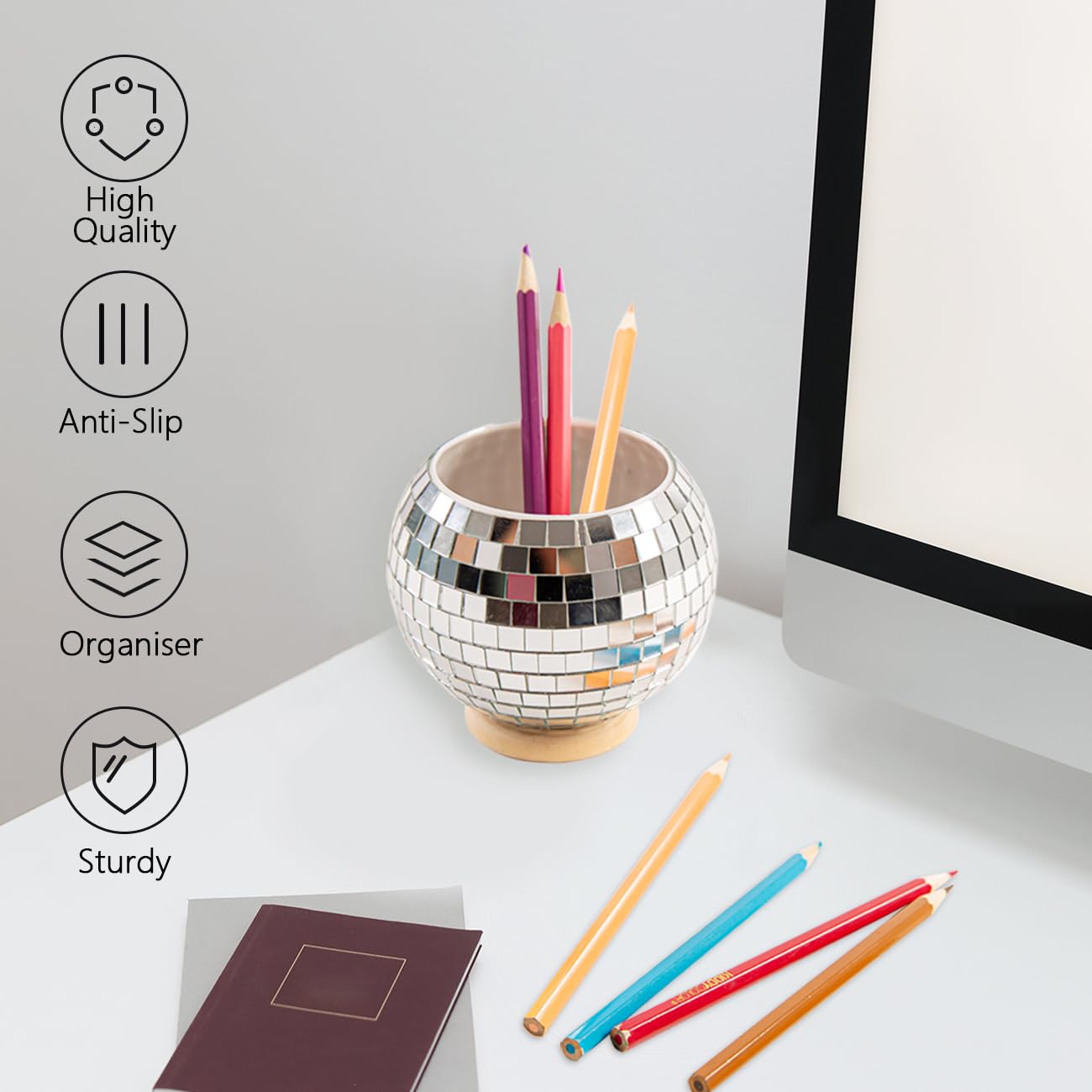 Disco Pen Holder - Sequin Pen Holder for Desk Desk Accessories Multifunctional Pencil Cup