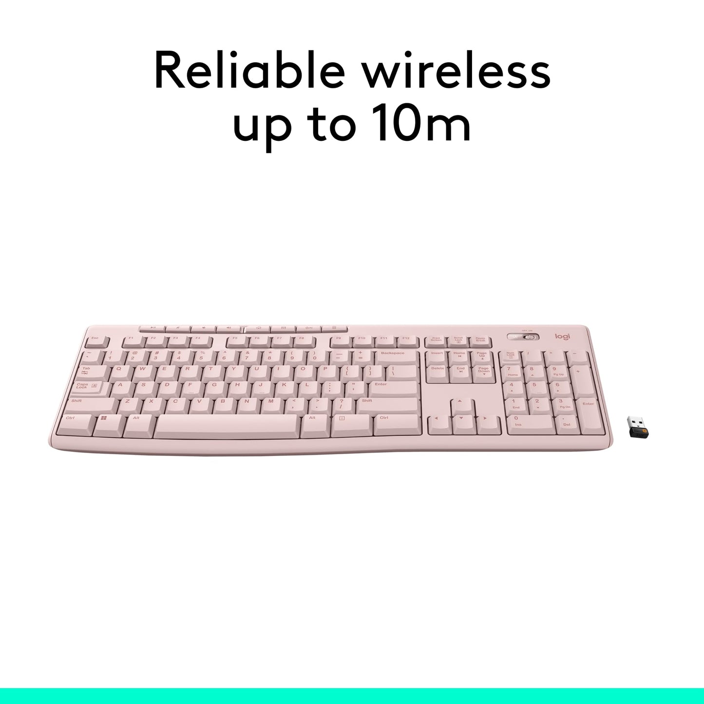 Rose Wireless Keyboard and Mouse Combo – 2.4 GHz, Compact Mouse, 8 Multimedia Shortcuts, Long-Lasting 2-Year Battery, Compatible with Windows PC & Laptop