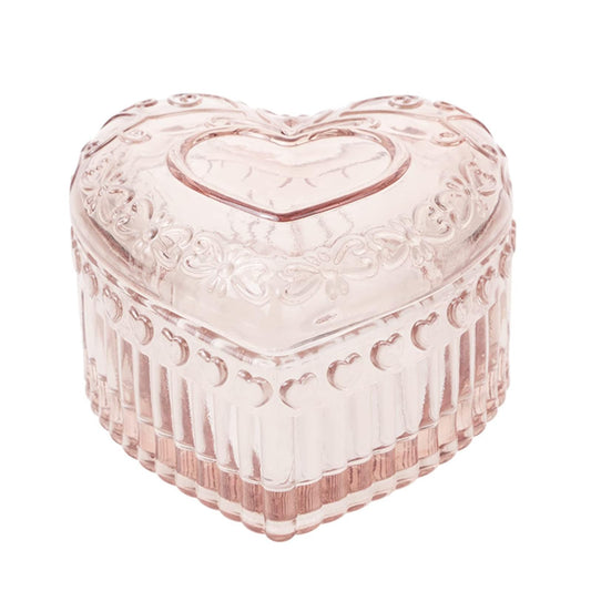 Vintage Glass Jewelry Box - Heart Shaped Display Box