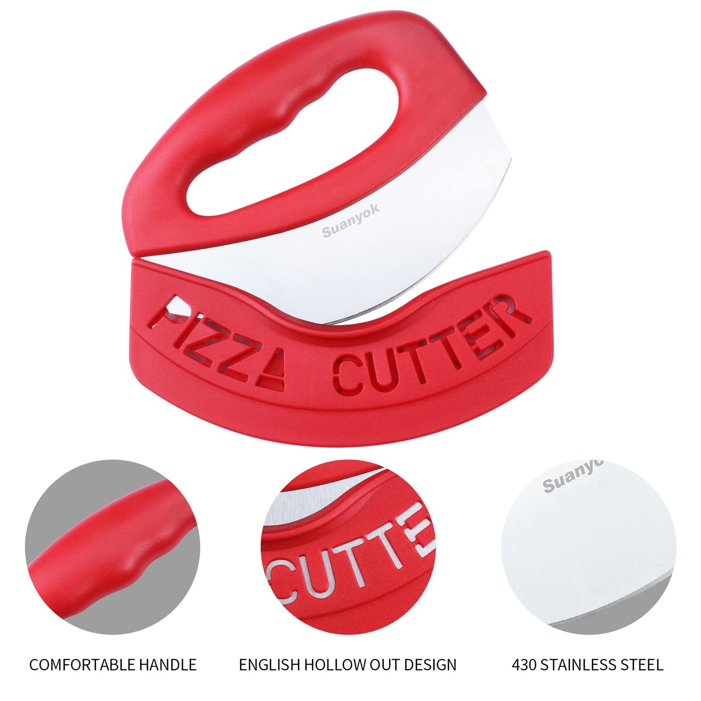 Premium Pizza Cutter Food Chopper-Super Sharp Blade Stainless Steel Pizza Cutter with Protective Sheath Multi Function Pizza Knife