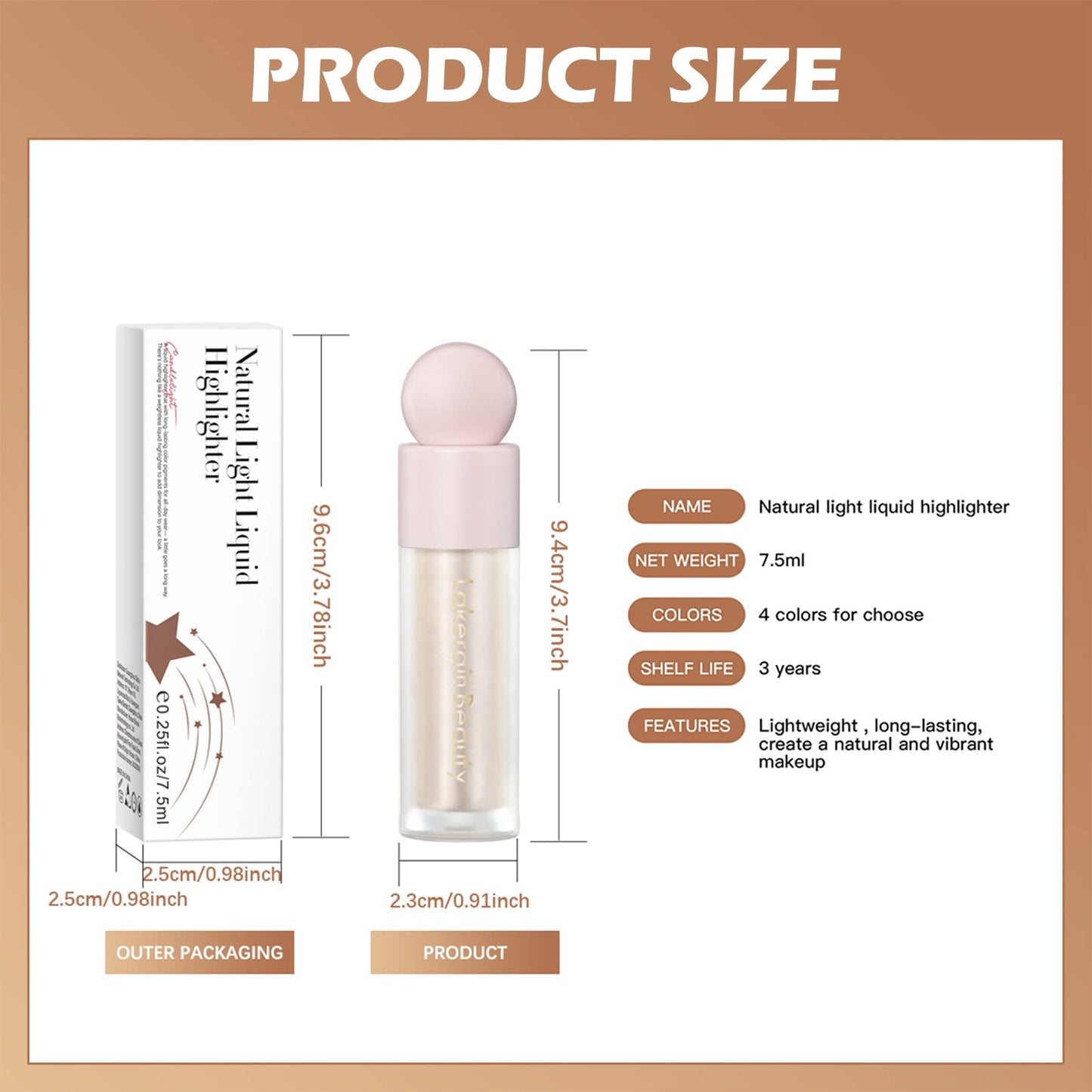 Liquid Highlighter Makeup - Lightweight Blendable Cream Face Body Liquid Illuminator Bronzer