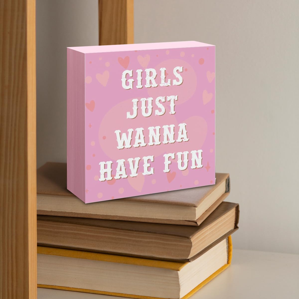 Pink Trend Wooden Block Sign Decor