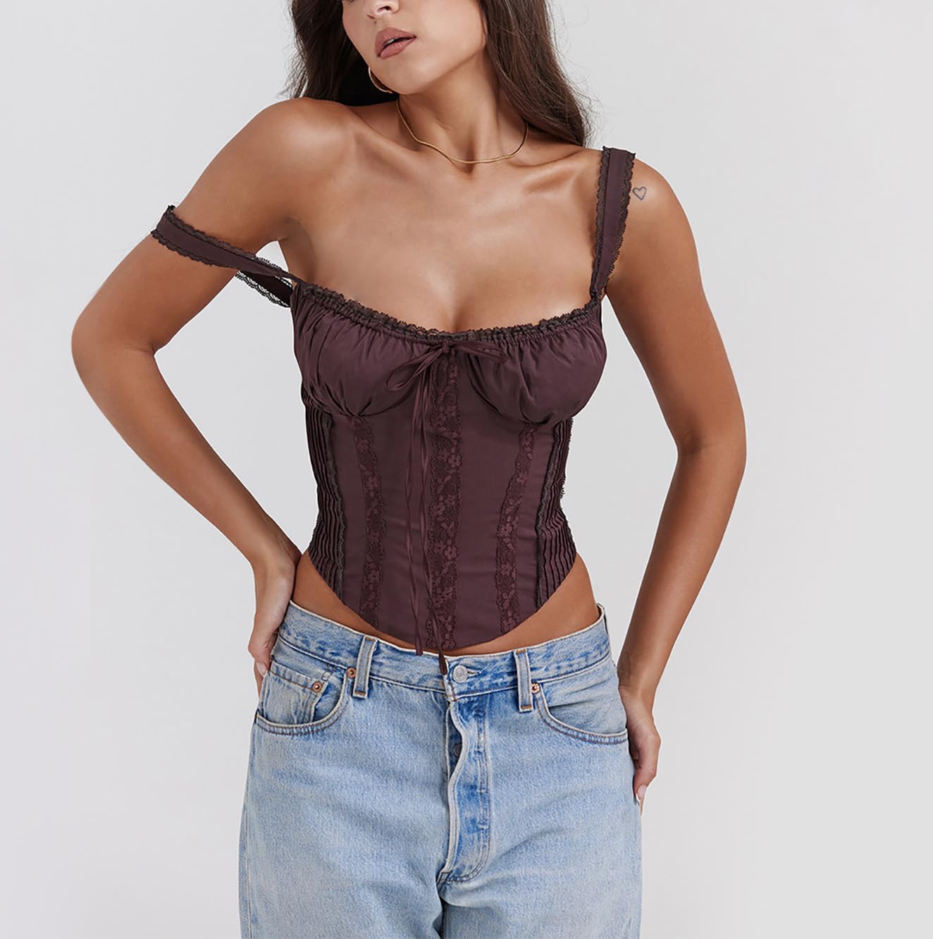 Women's Lace Up Cami Corset Tops