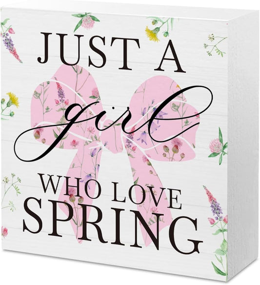 Spring Farmhouse Pink Bow Decor – Cute Tabletop Sign for Home, Office & Bedroom