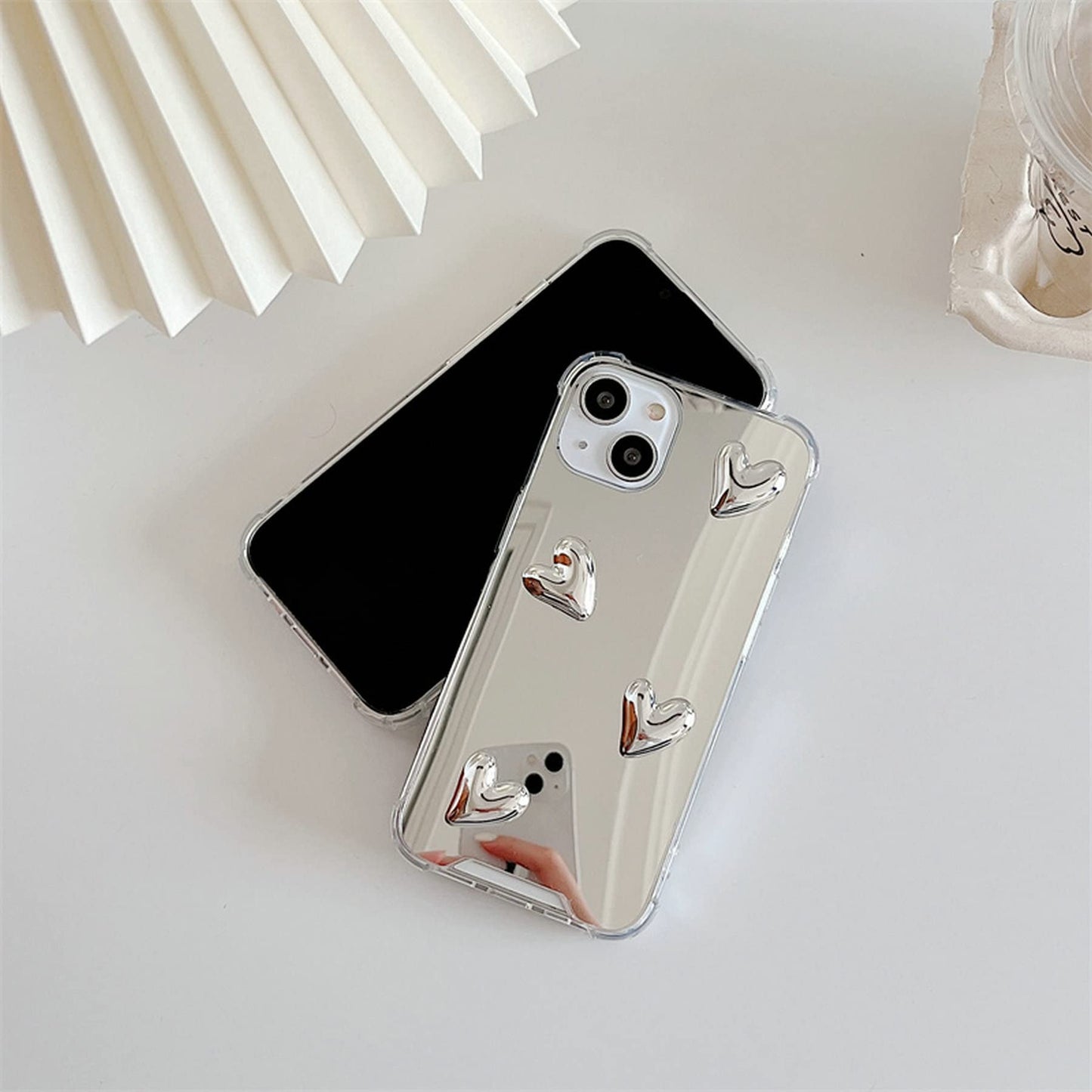 Flexible 3D Heart Soft Silicone 
Mirror Case