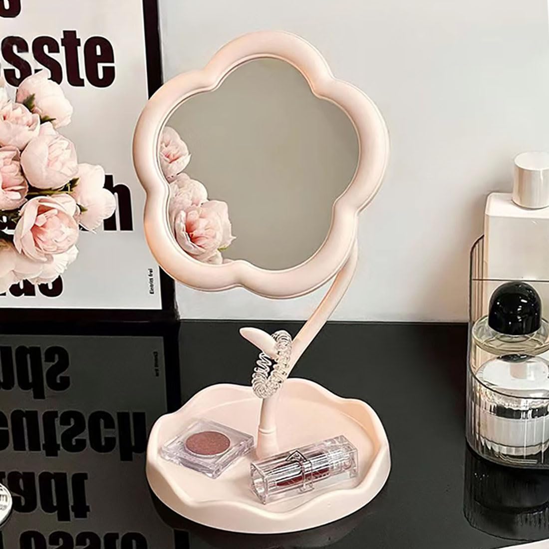 Flower-Shaped Makeup Mirror for Desk Vanity