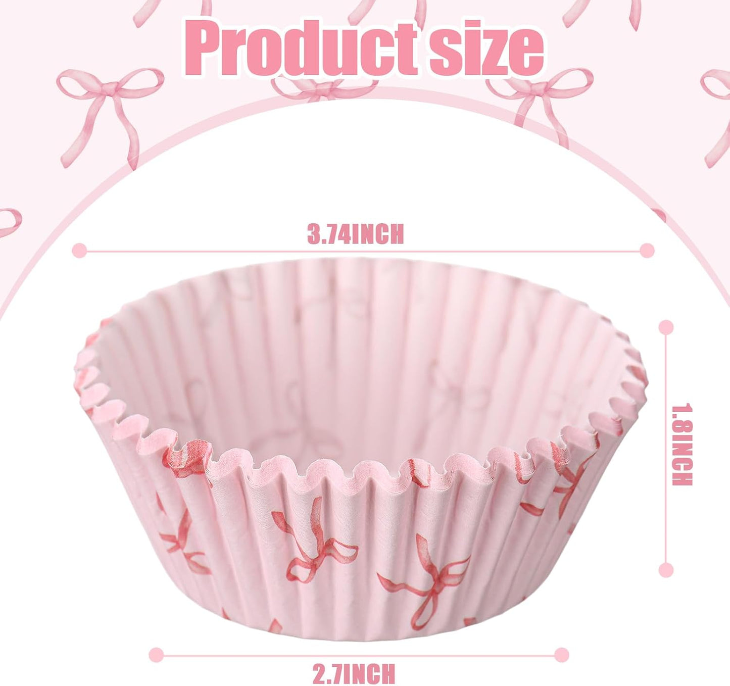 Coquette Bow Cupcake Liners Bow Wrappers Baking Cups Pink Baking Standard Liners 300 Pcs