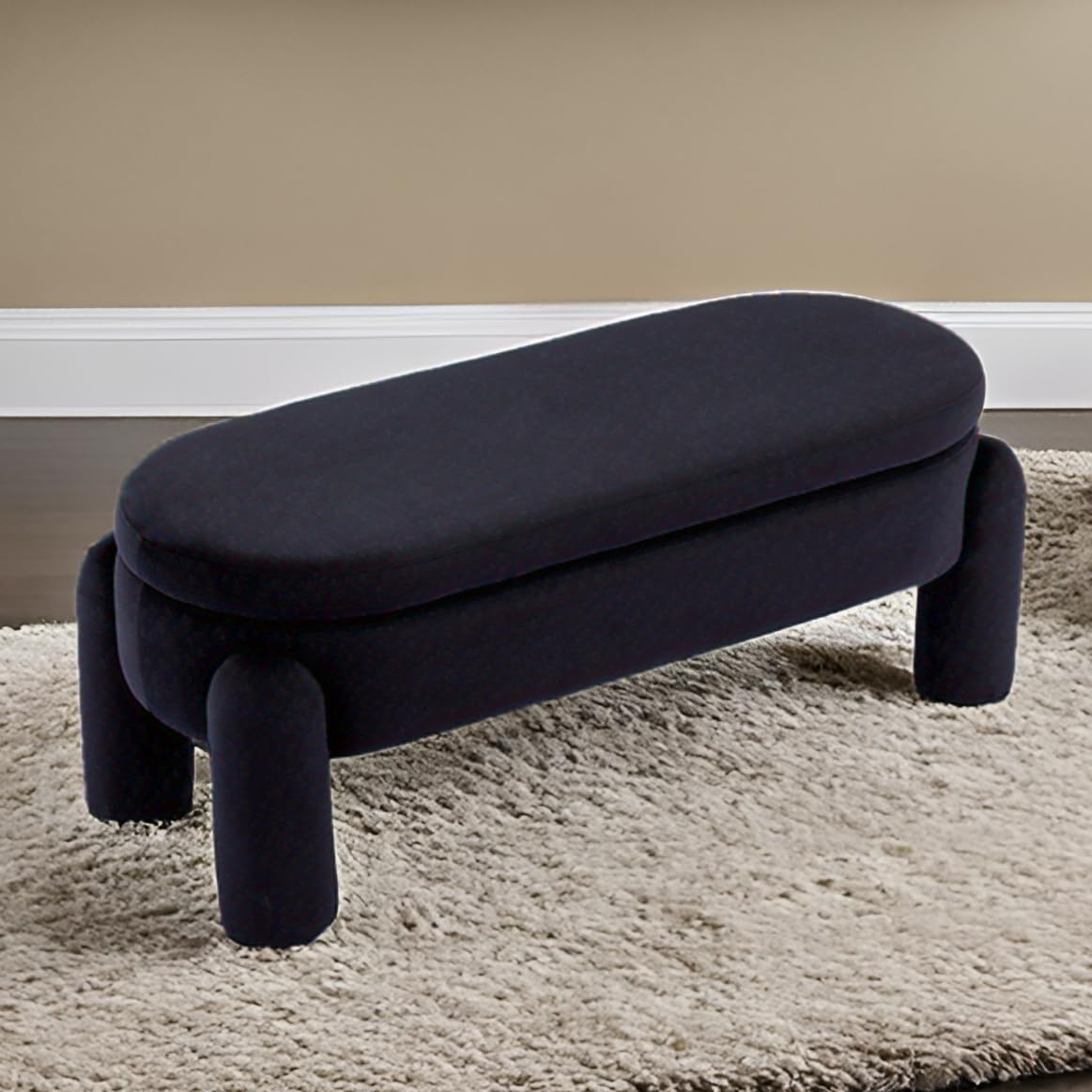 Velvet Upholstered Storage Bench – 45" Wide Entryway & Bedroom Ottoman with Solid Wood Frame, Modern Shoe Bench for Living Room & Bedside