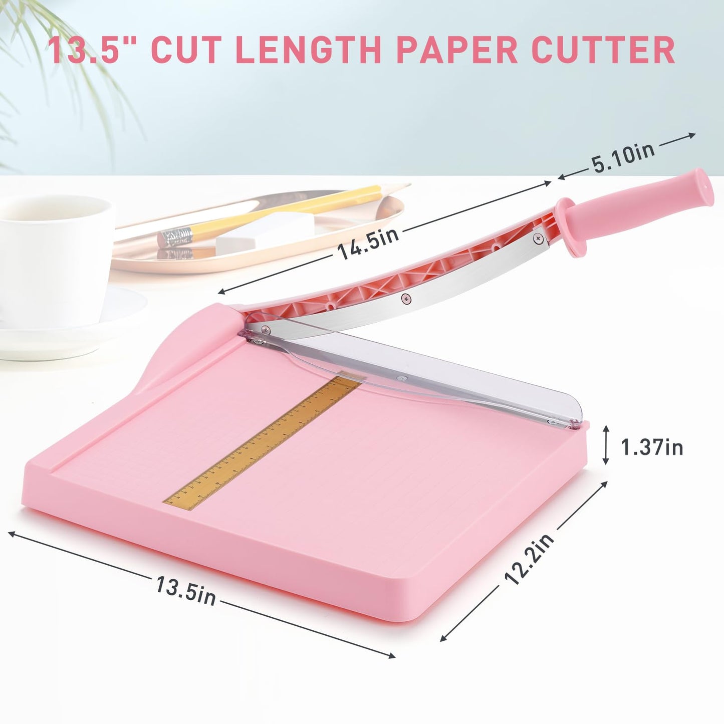 Paper Trimmer with Safety Guard, 12" Cut Length Paper Slicer with 16 Sheet Capacity